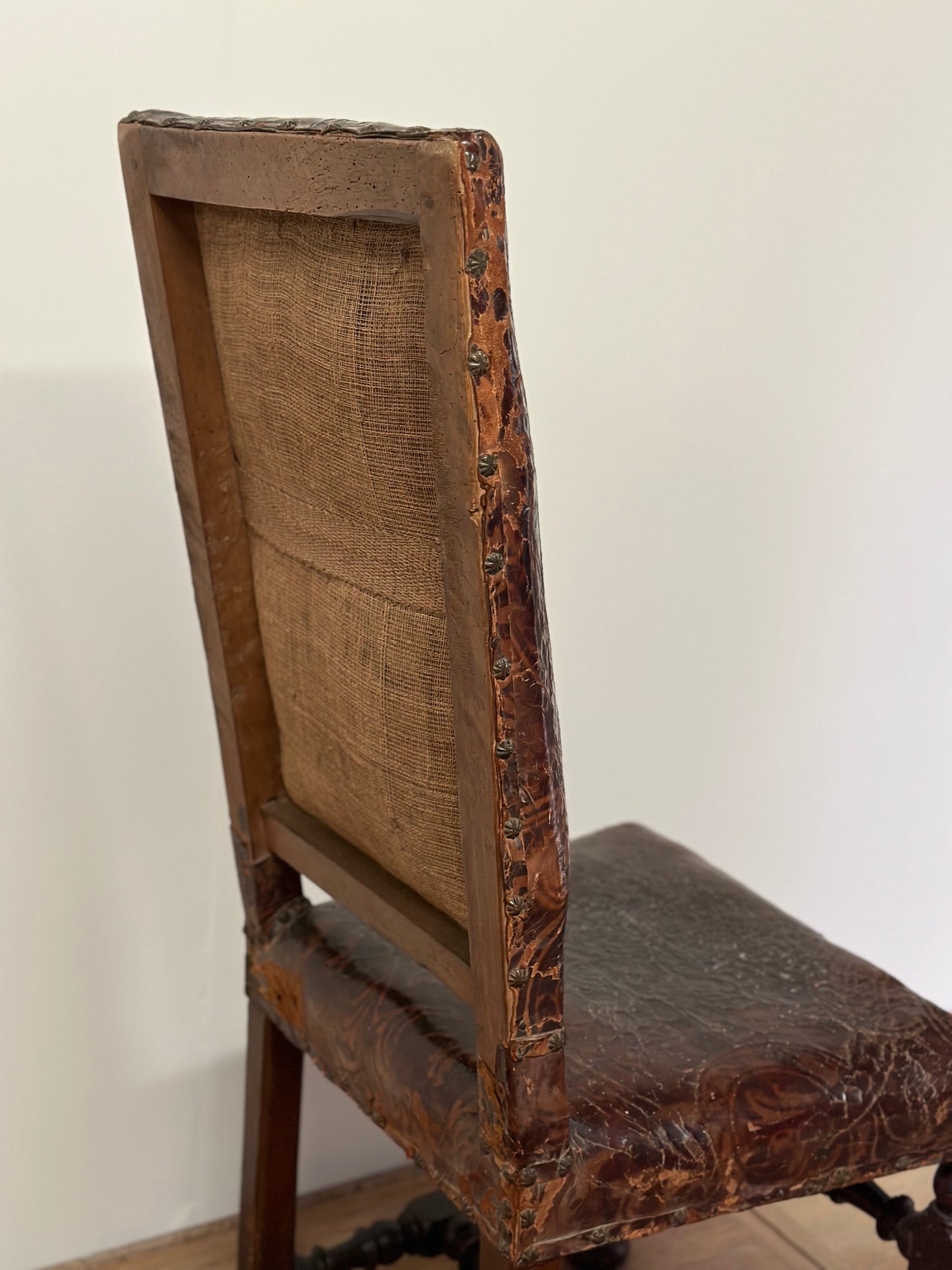 Italian Tooled Leather Chair 18th Century