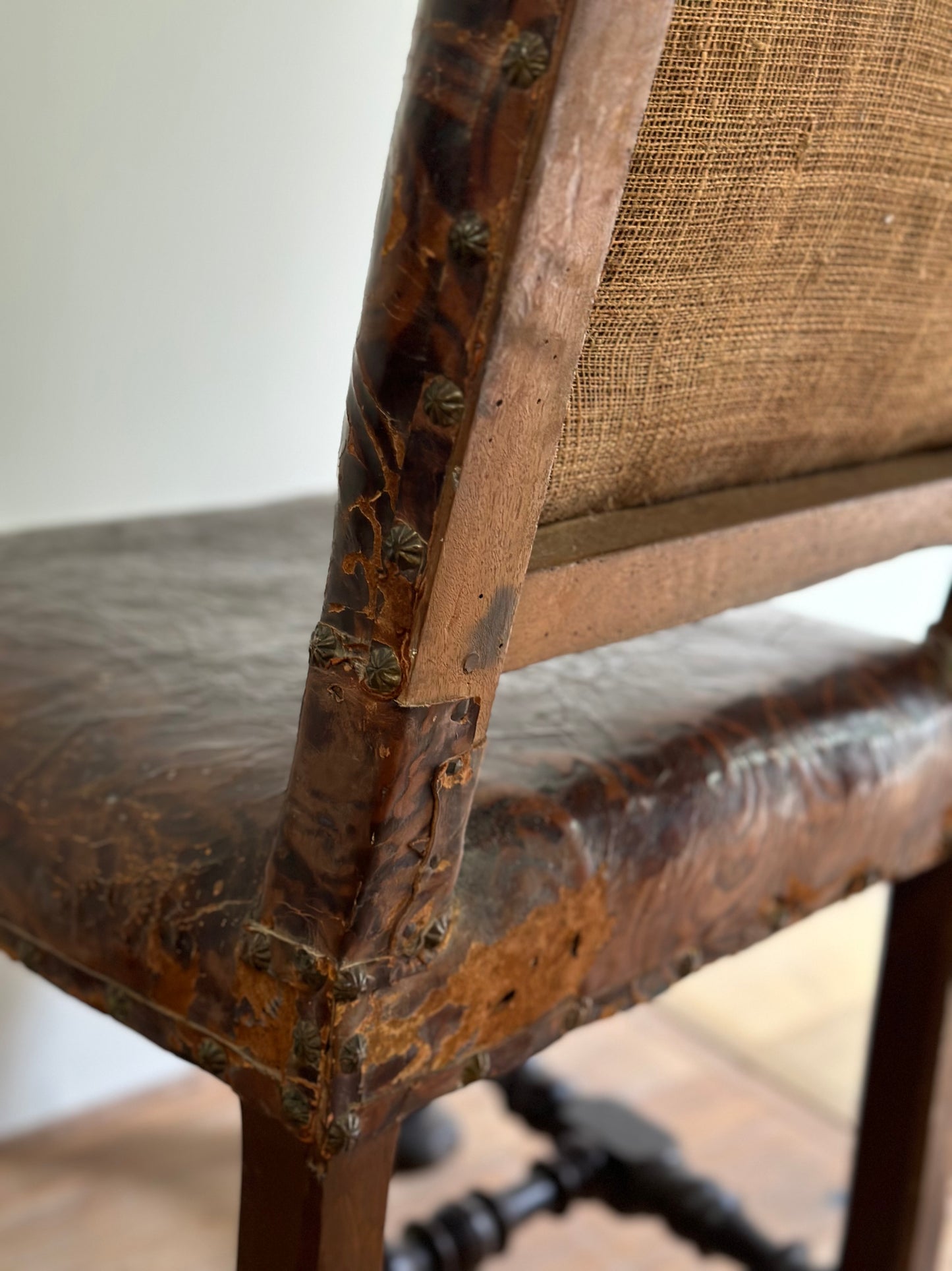 Italian Tooled Leather Chair 18th Century