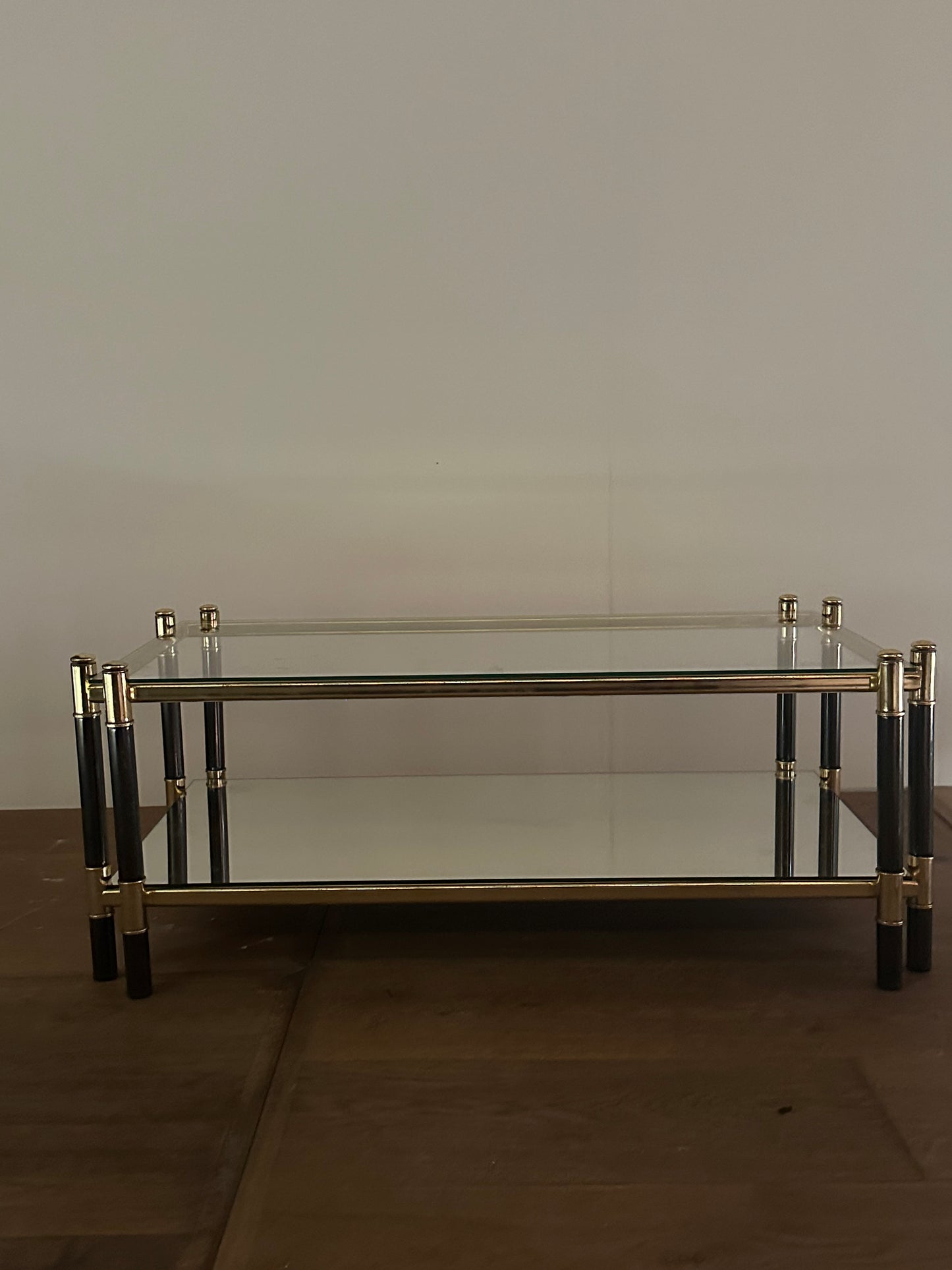 French Midcentury Coffee Table Black and Brass