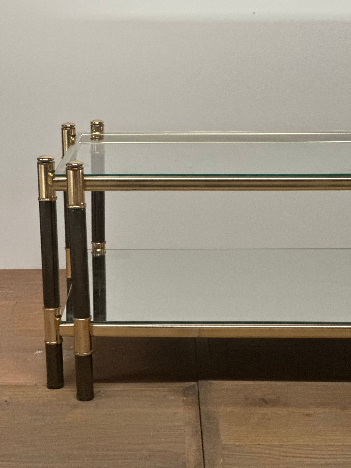 French Midcentury Coffee Table Black and Brass