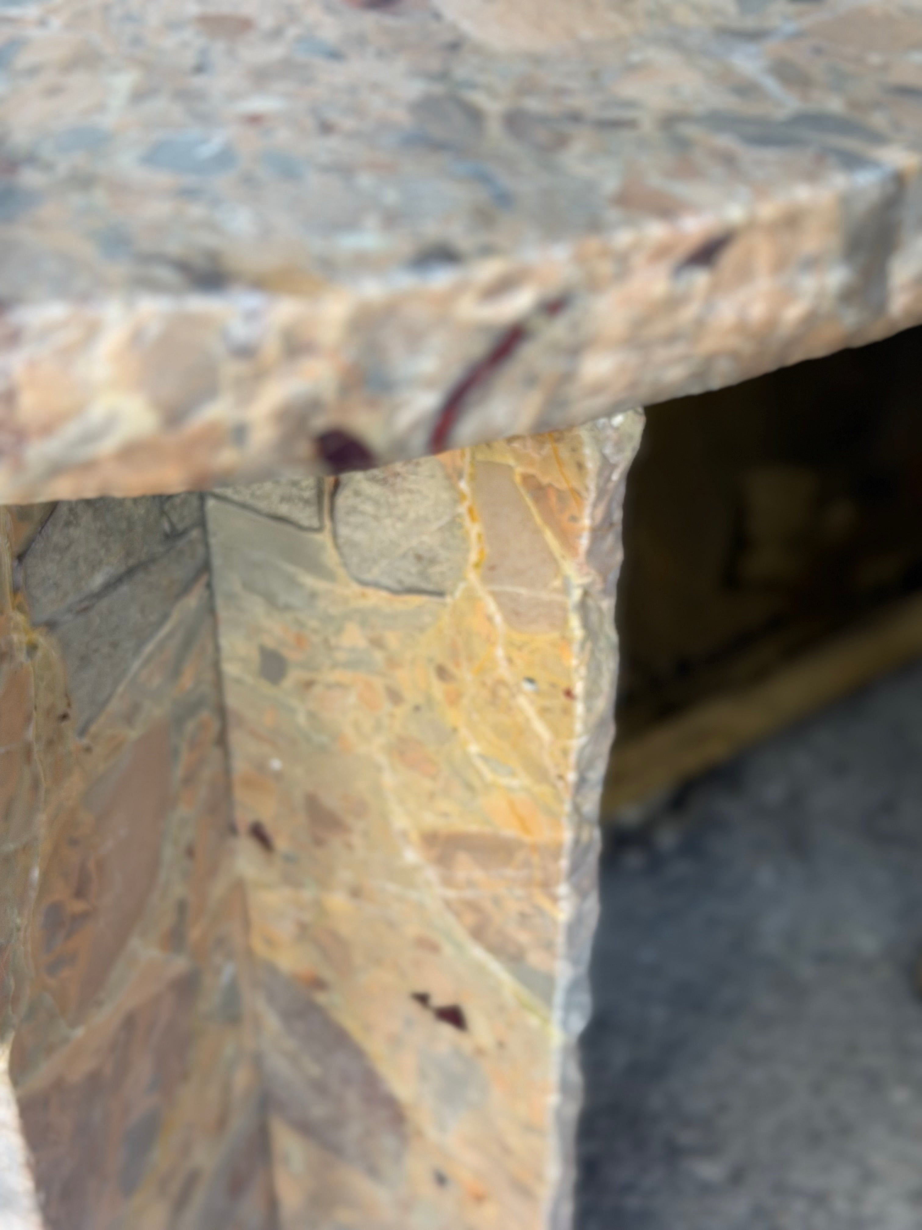 Hand Feathered Edge Table - Marble de Sarrancolin Pyrenees