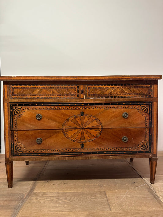 Italian Mahogany Marquetry Chest c1800