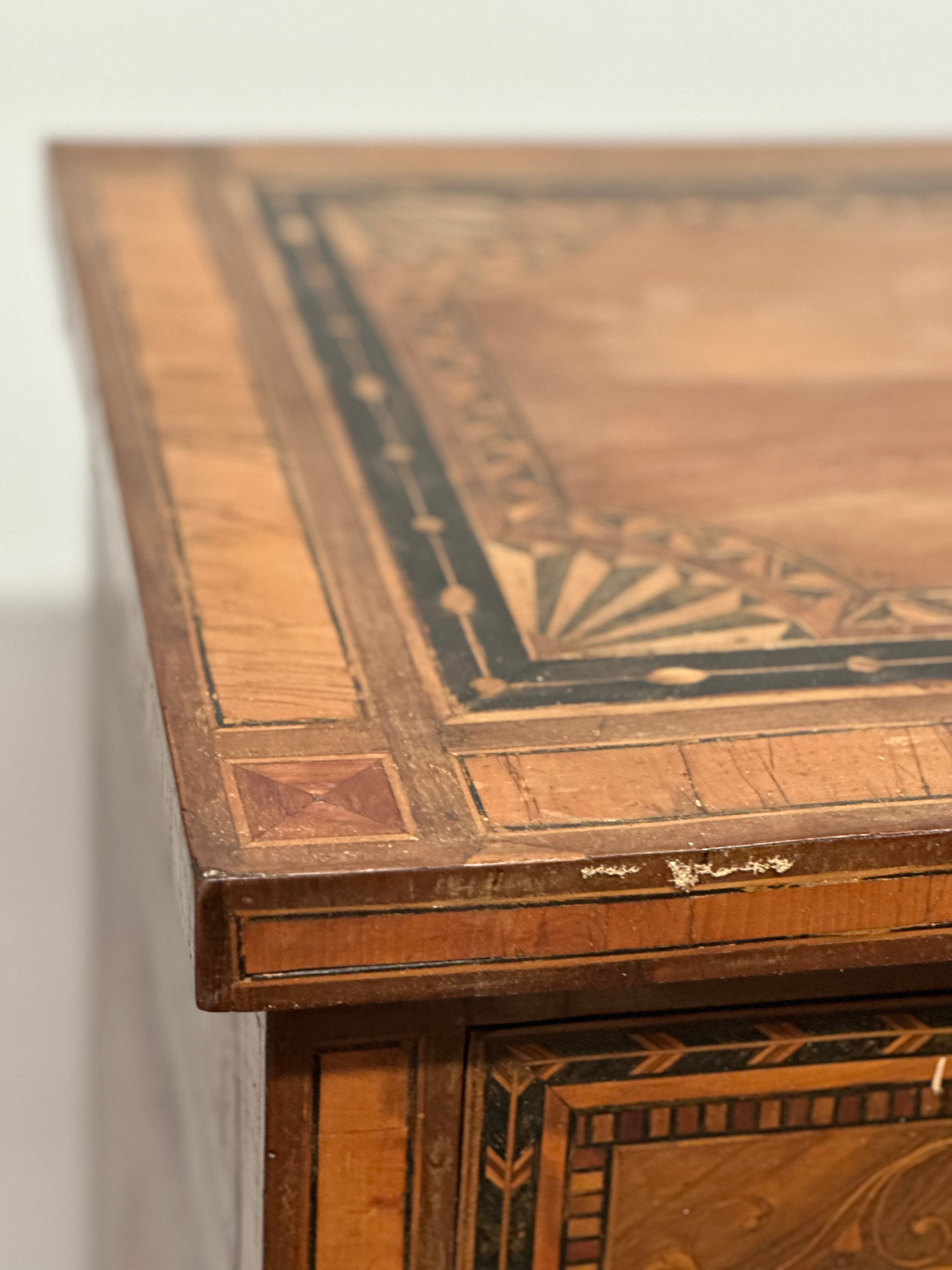 Italian Mahogany Marquetry Chest c1800