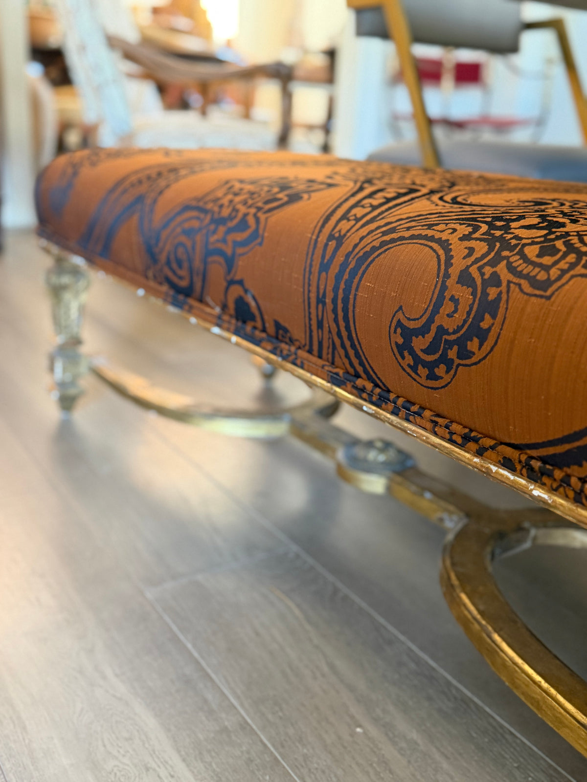 Italian Wood & Gilt Carved Long Bench c1800