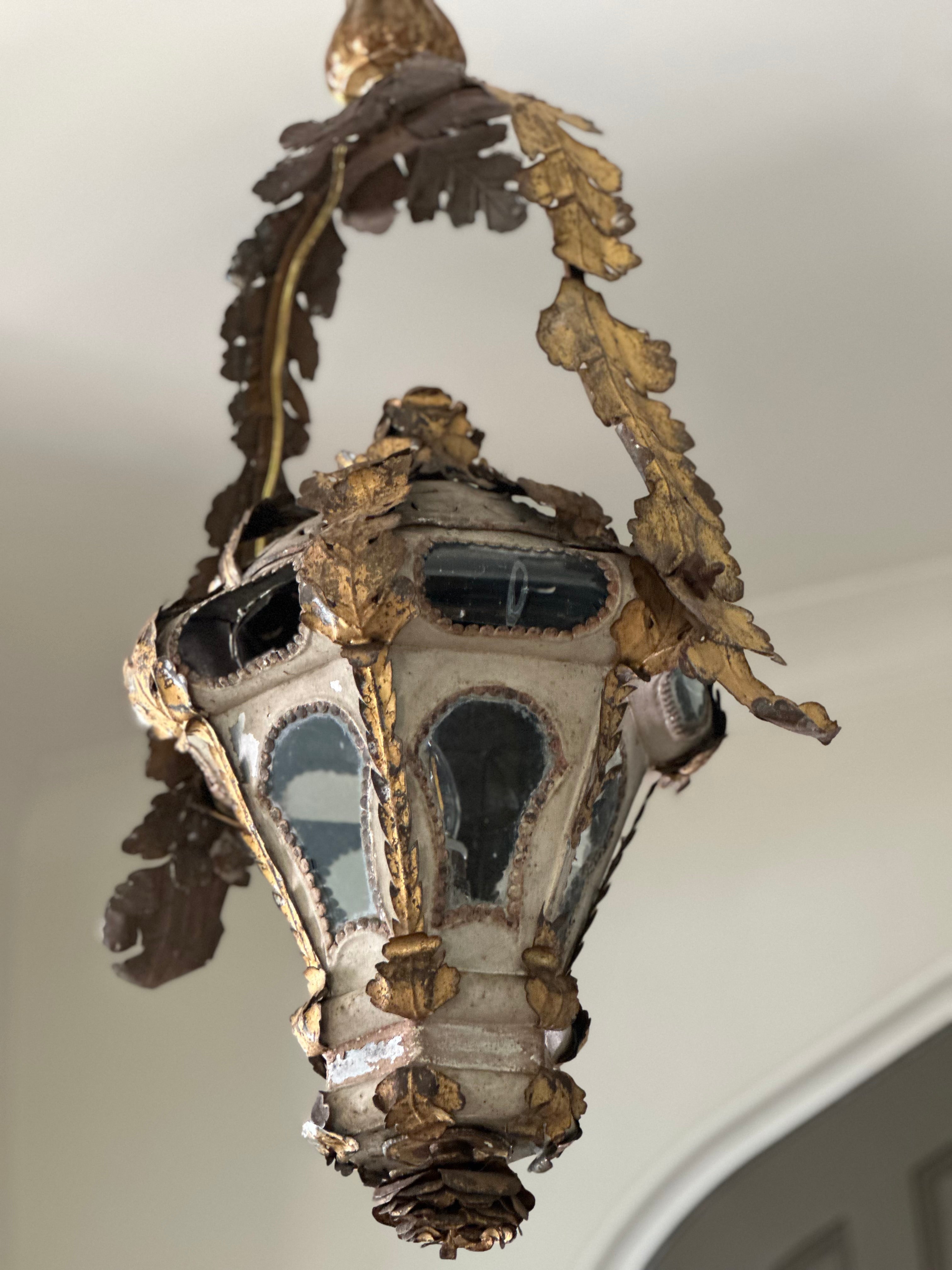 French Gold Gilt Leaf Lantern