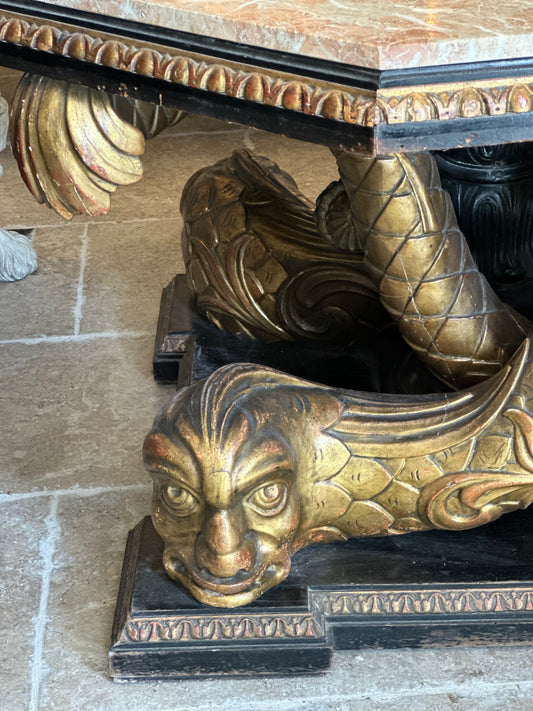 Midcentury Cote d'Azur Marble Top Dolphin Table