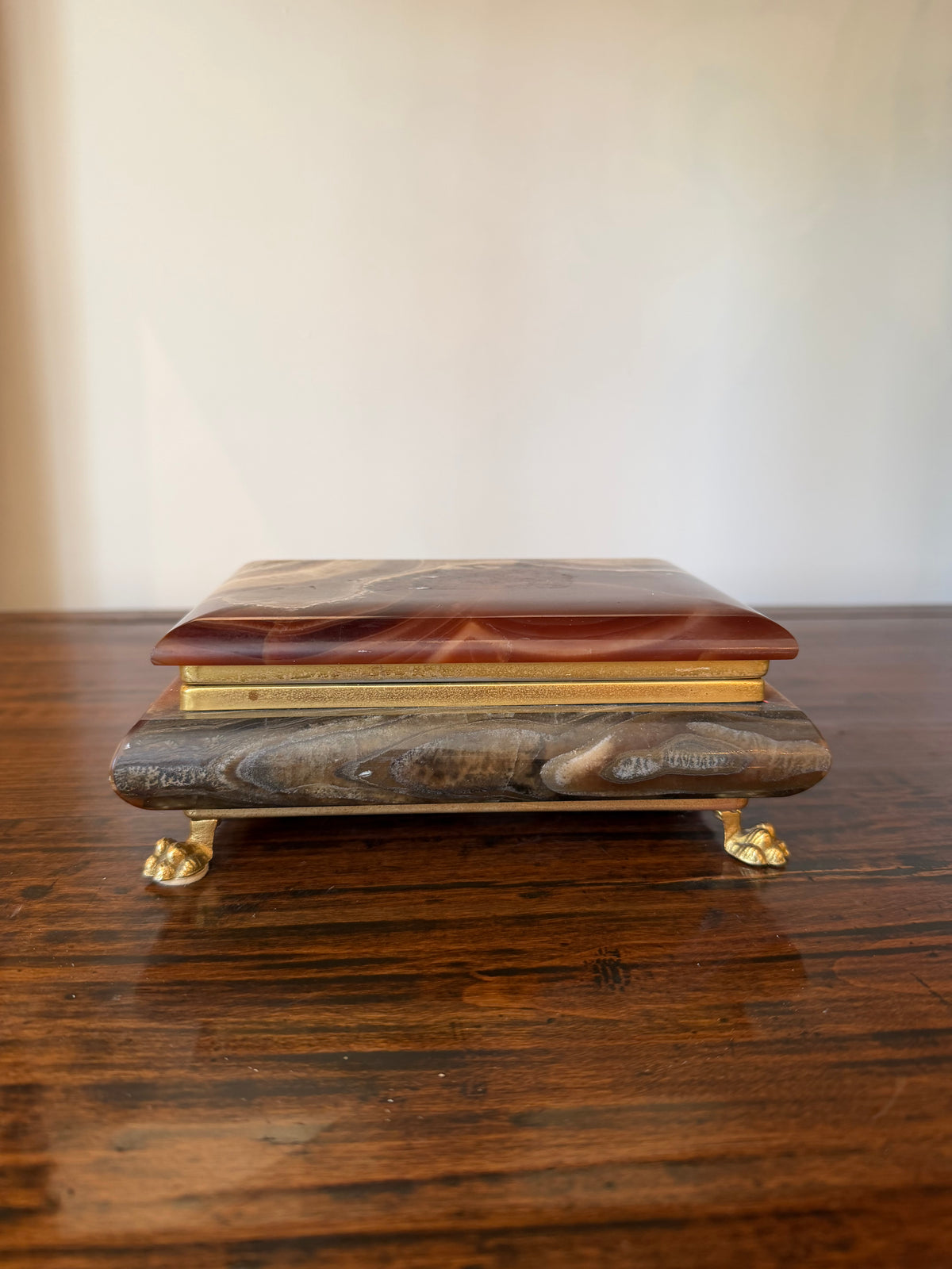 Italian Onyx Footed Box - Tobacco