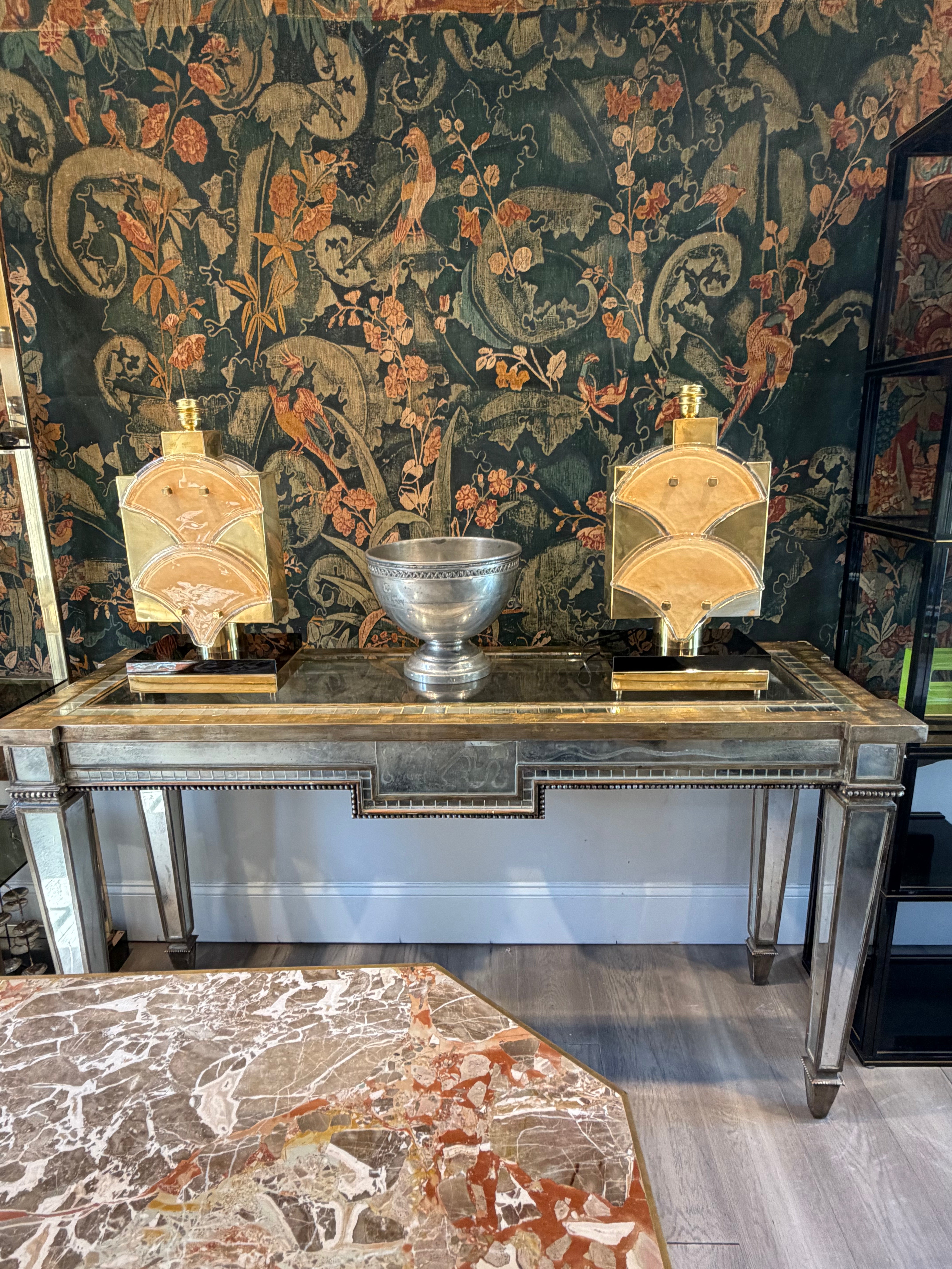 Midcentury French Mirrored Console