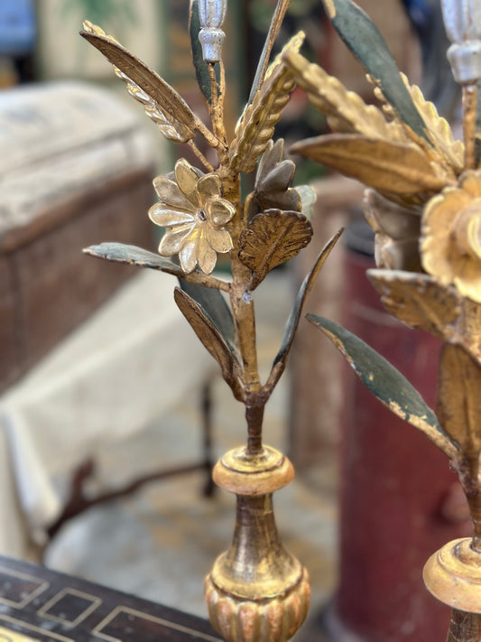 French Decorative Flower Wood And Gilt On Stand c1890