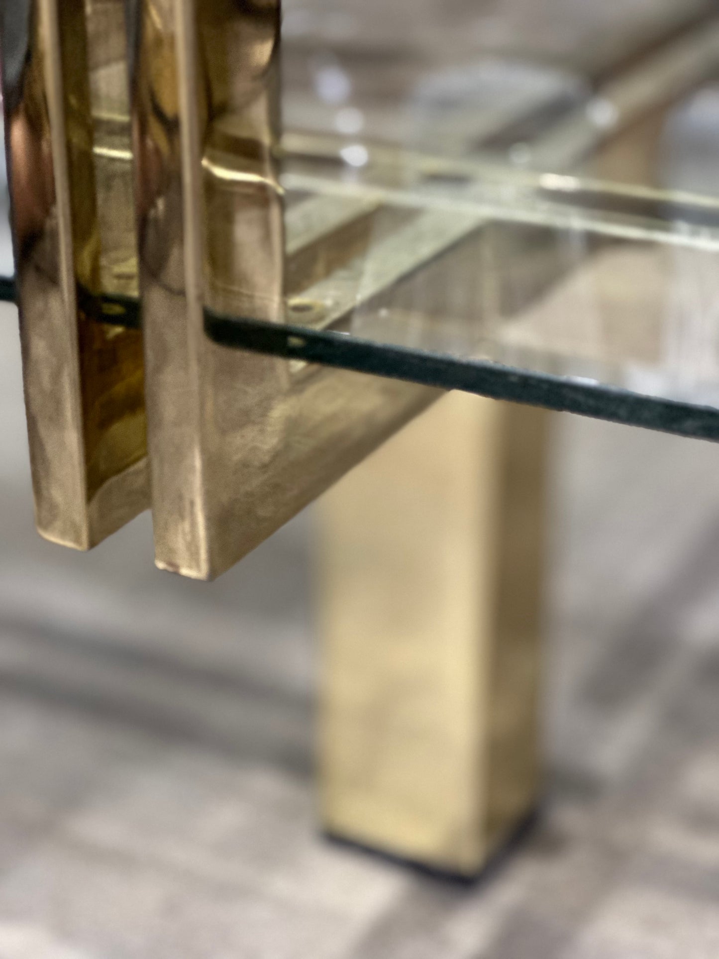 French Brass And Glass Square Coffee Table