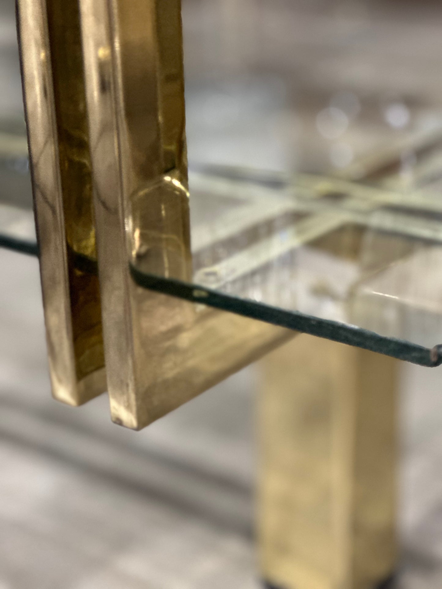 French Brass And Glass Square Coffee Table