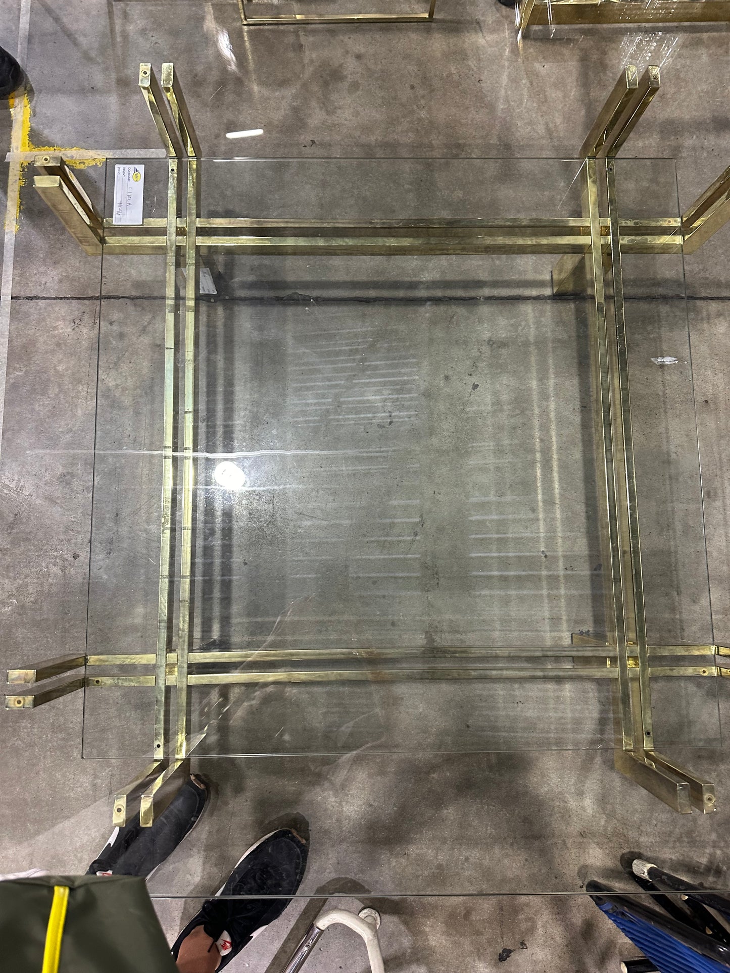 French Brass And Glass Square Coffee Table