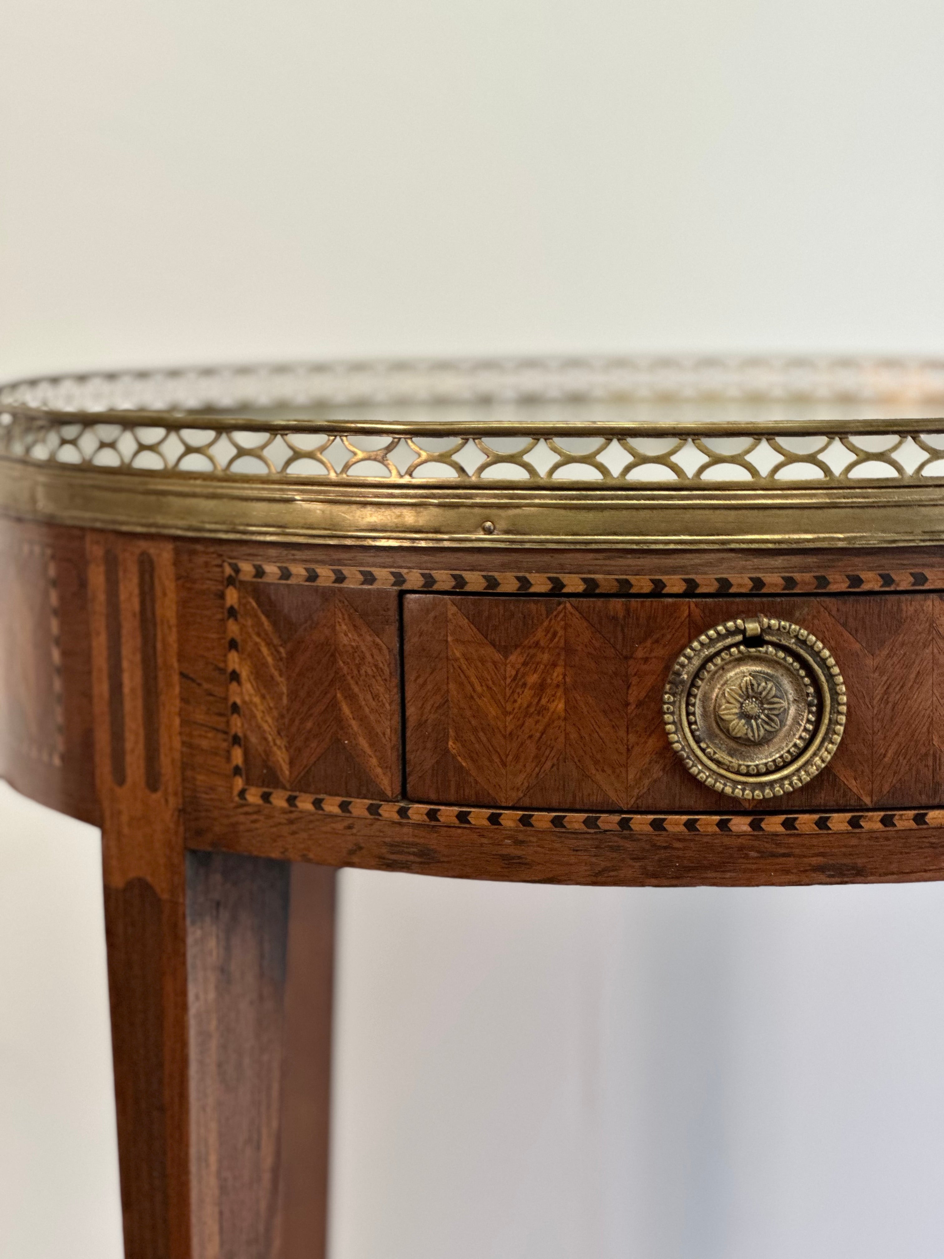 French Bouillotte Table With White Marble  c1880s