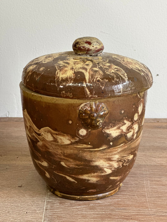 SOLD **French Pottery Jar With Lid - Small