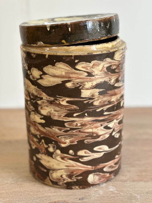 SOLD **French Pottery Jar With Lid - Large