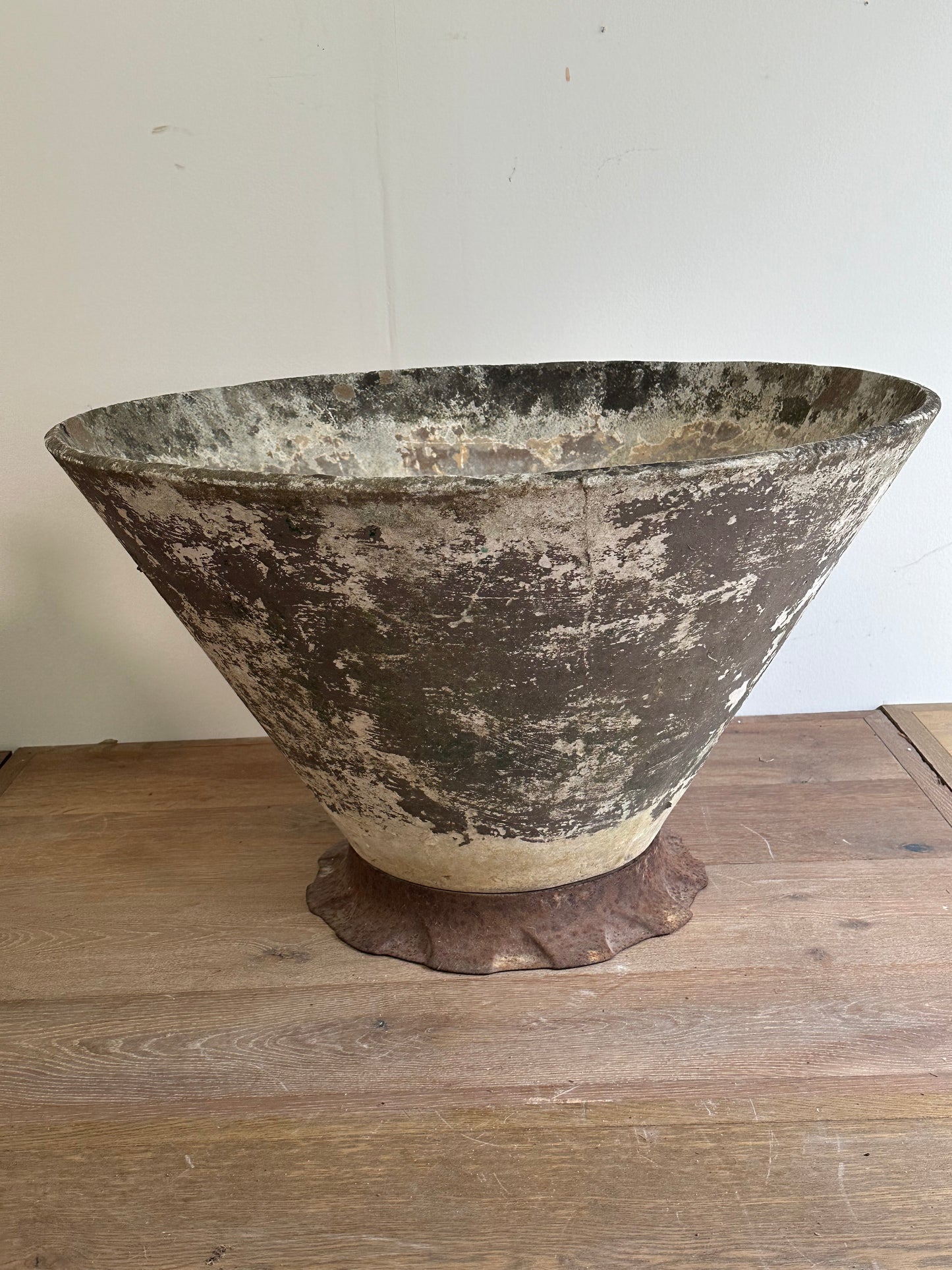 French Stone Pots With Metal Base