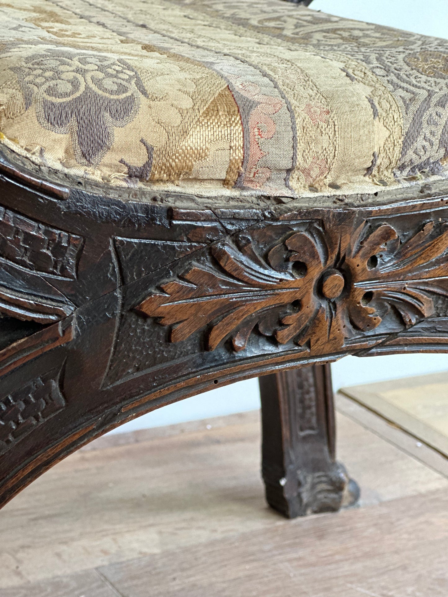 French Oak Stool  c1880