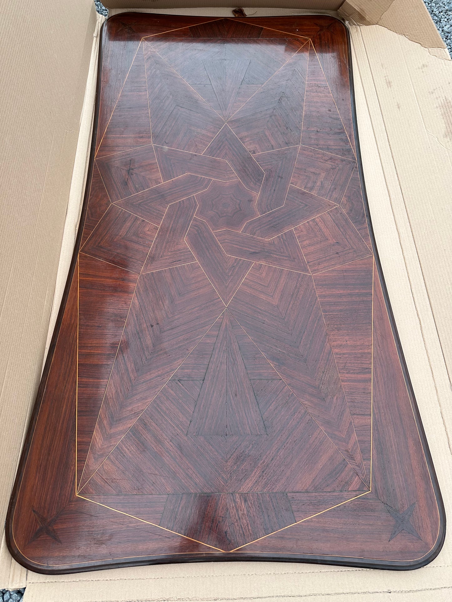 SOLD ** French Mahogany Deco Table With Inlay