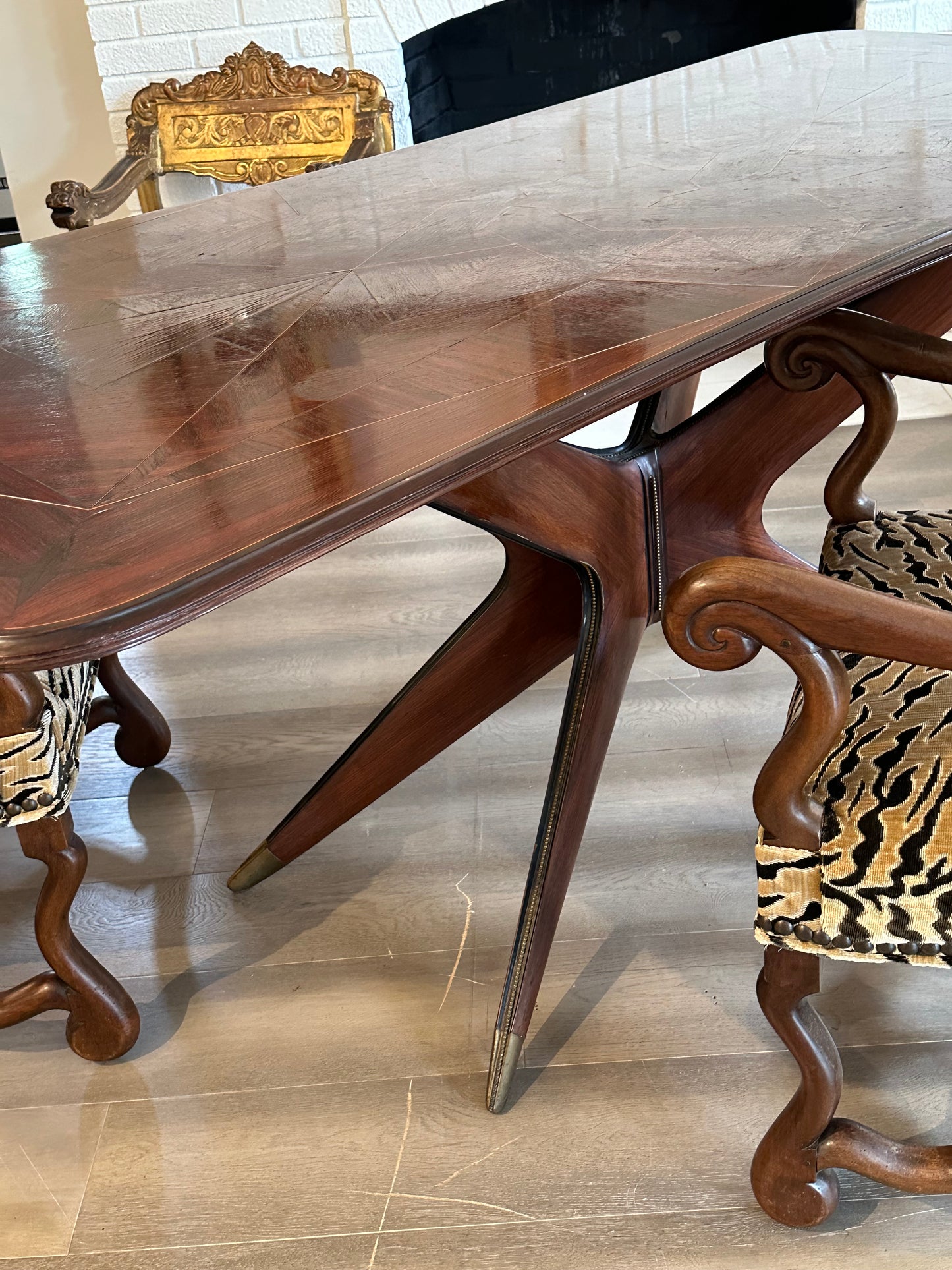 SOLD ** French Mahogany Deco Table With Inlay