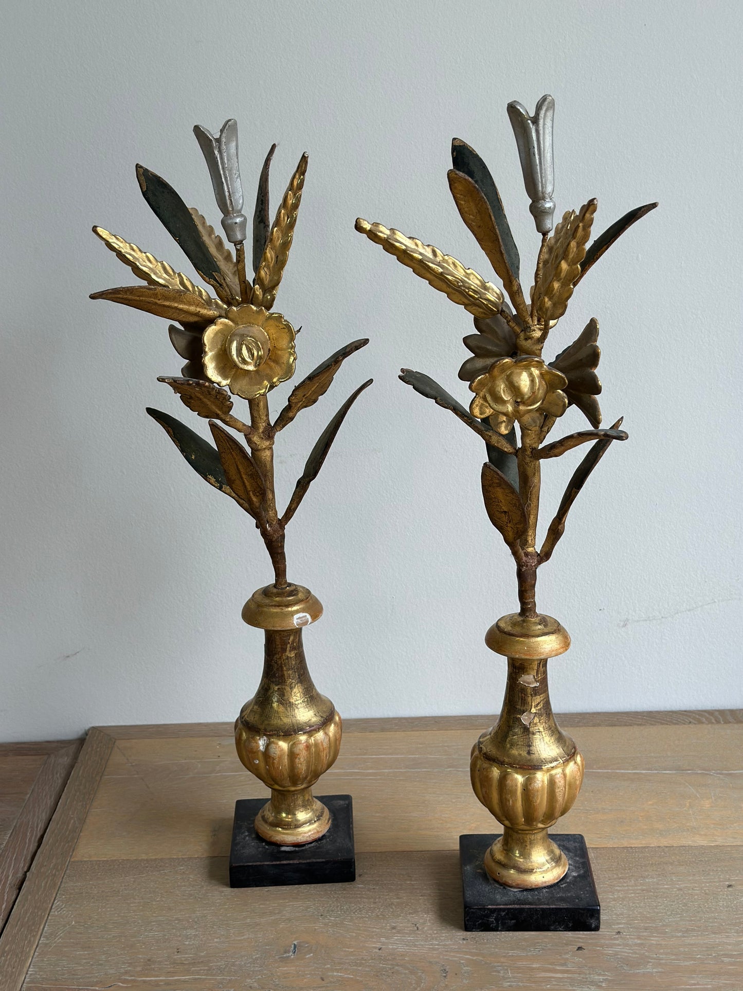 French Decorative Flower Wood And Gilt On Stand c1890