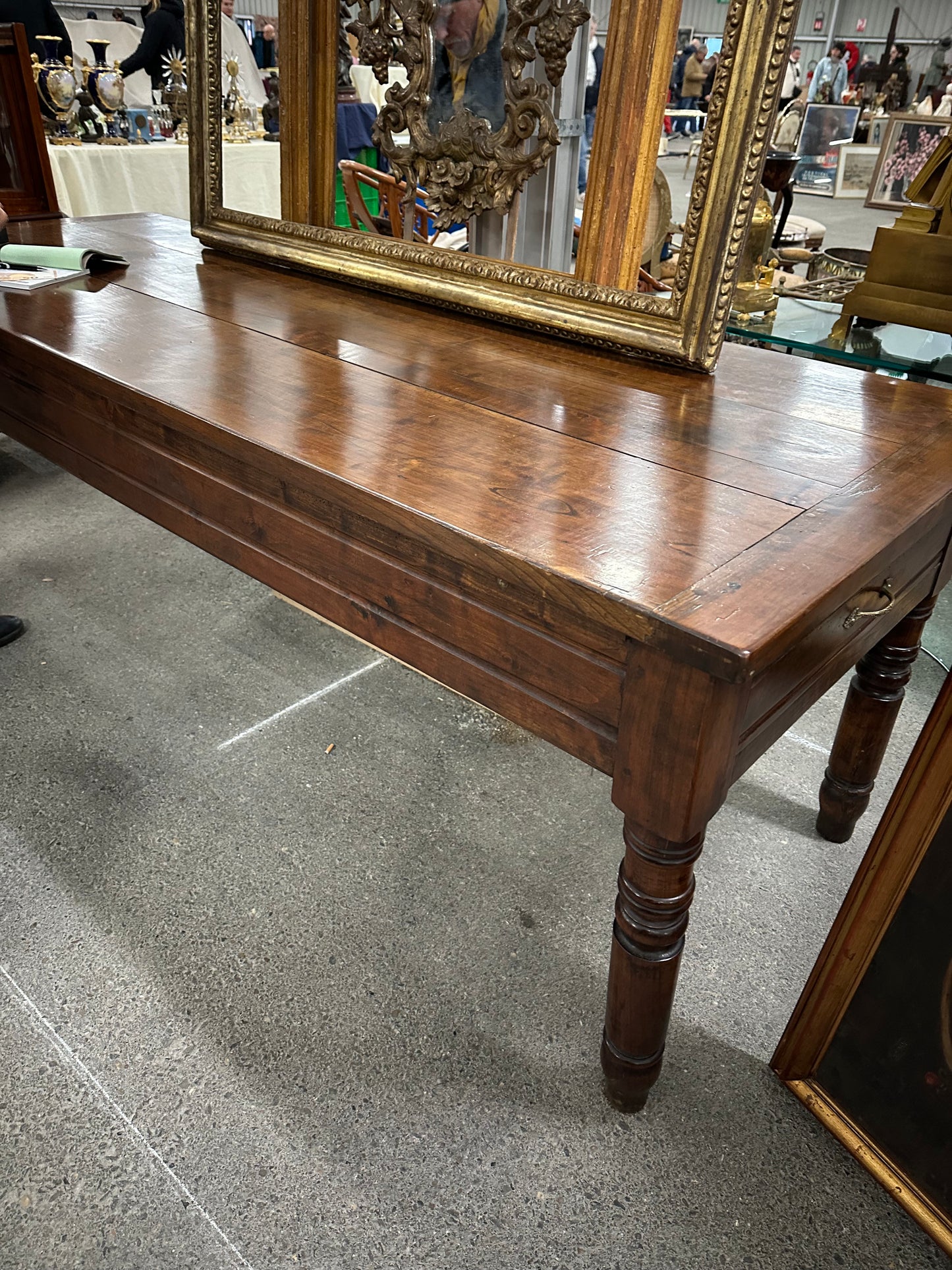 French Walnut Trestle Table c1900