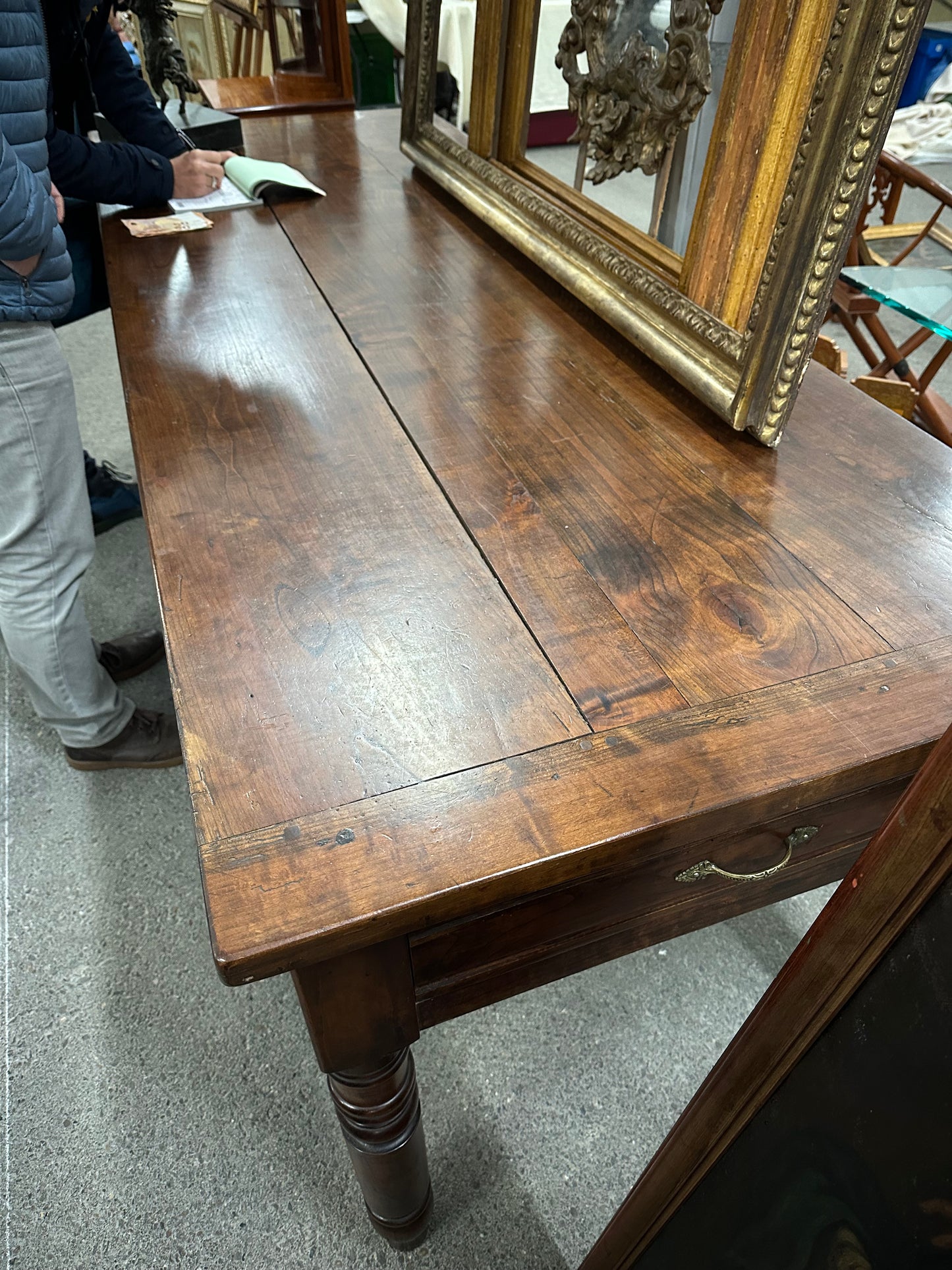 French Walnut Trestle Table c1900