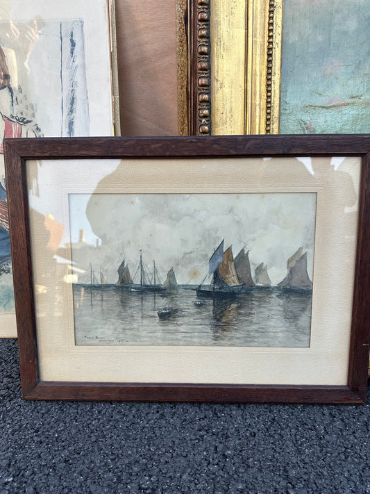 French Seascape Painting c1920