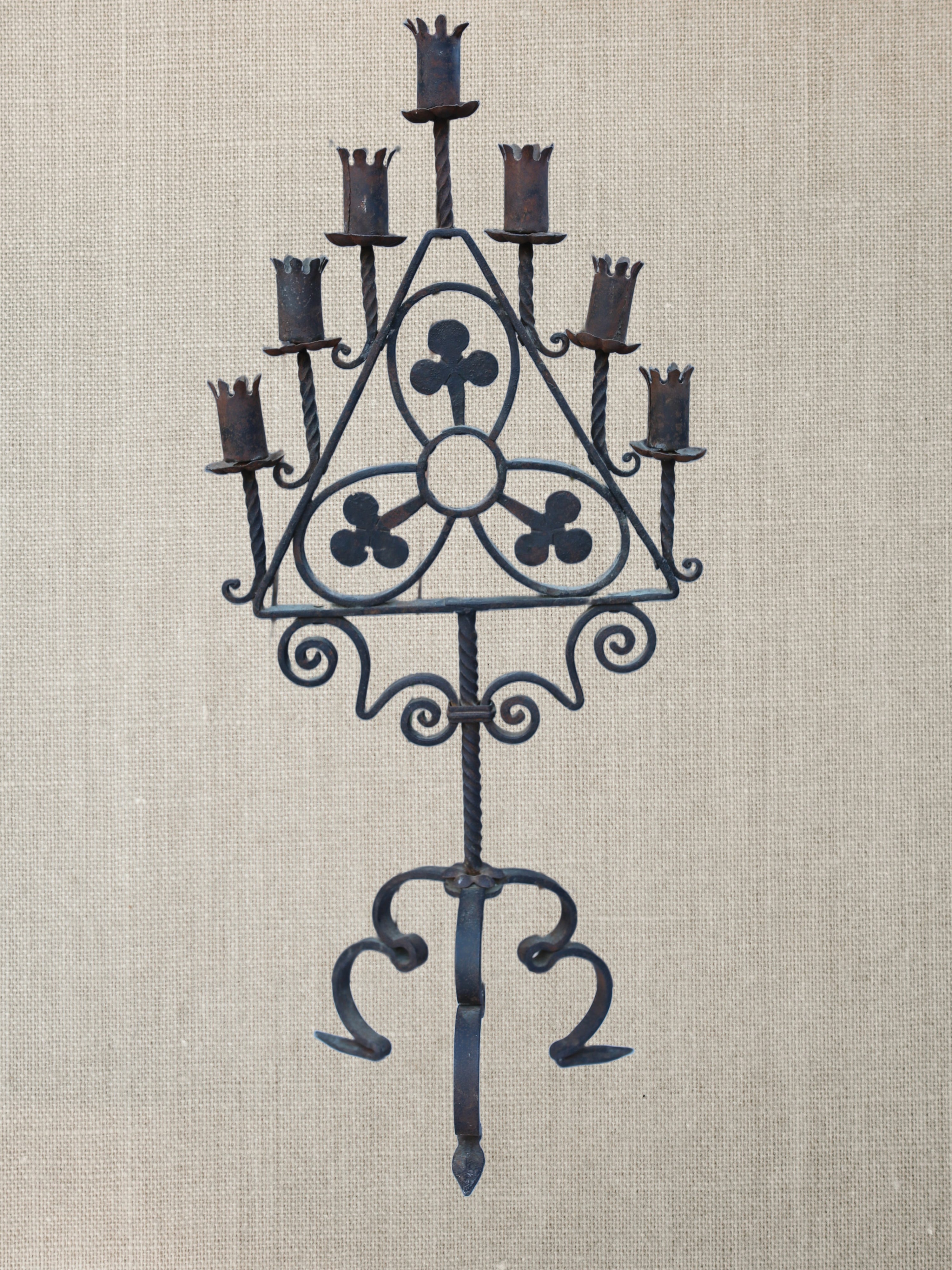 18th Century Hand Forged Iron Tuscan Candelabras - Pair