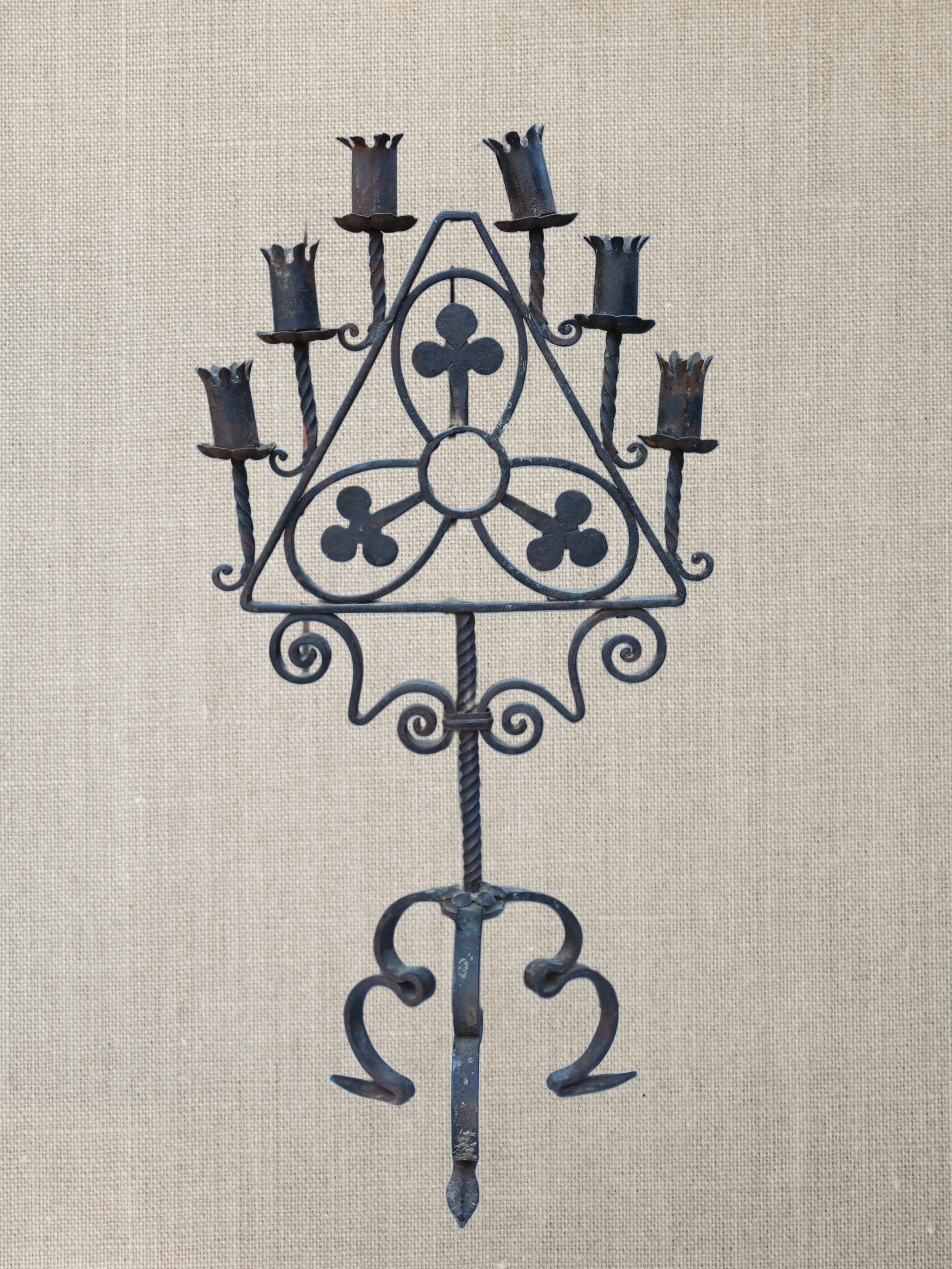 18th Century Hand Forged Iron Tuscan Candelabras - Pair