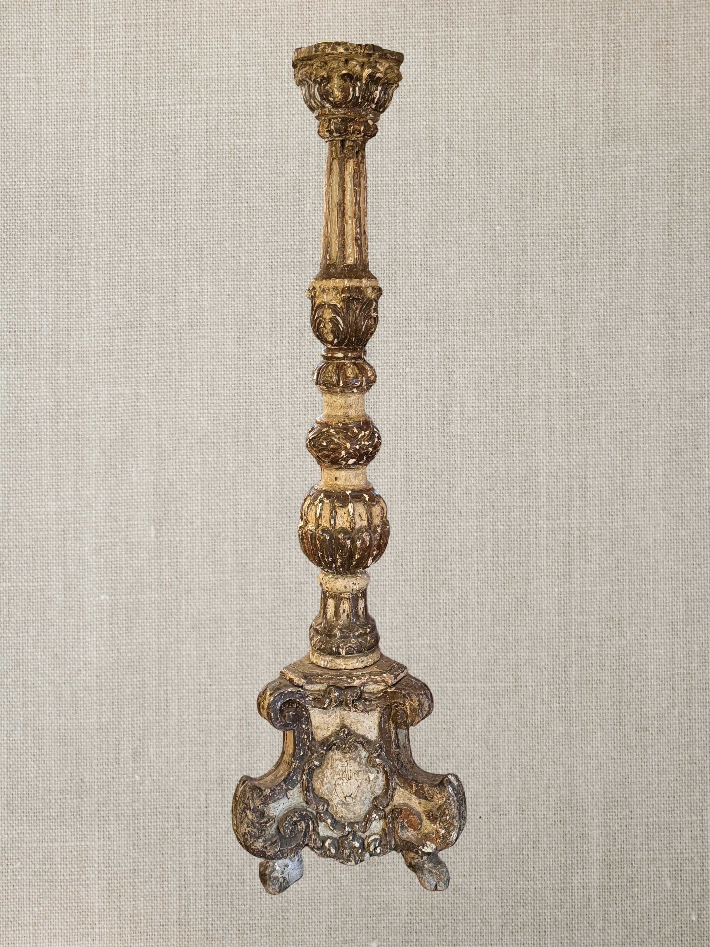 Italian 18th Century Carved  Candlestick