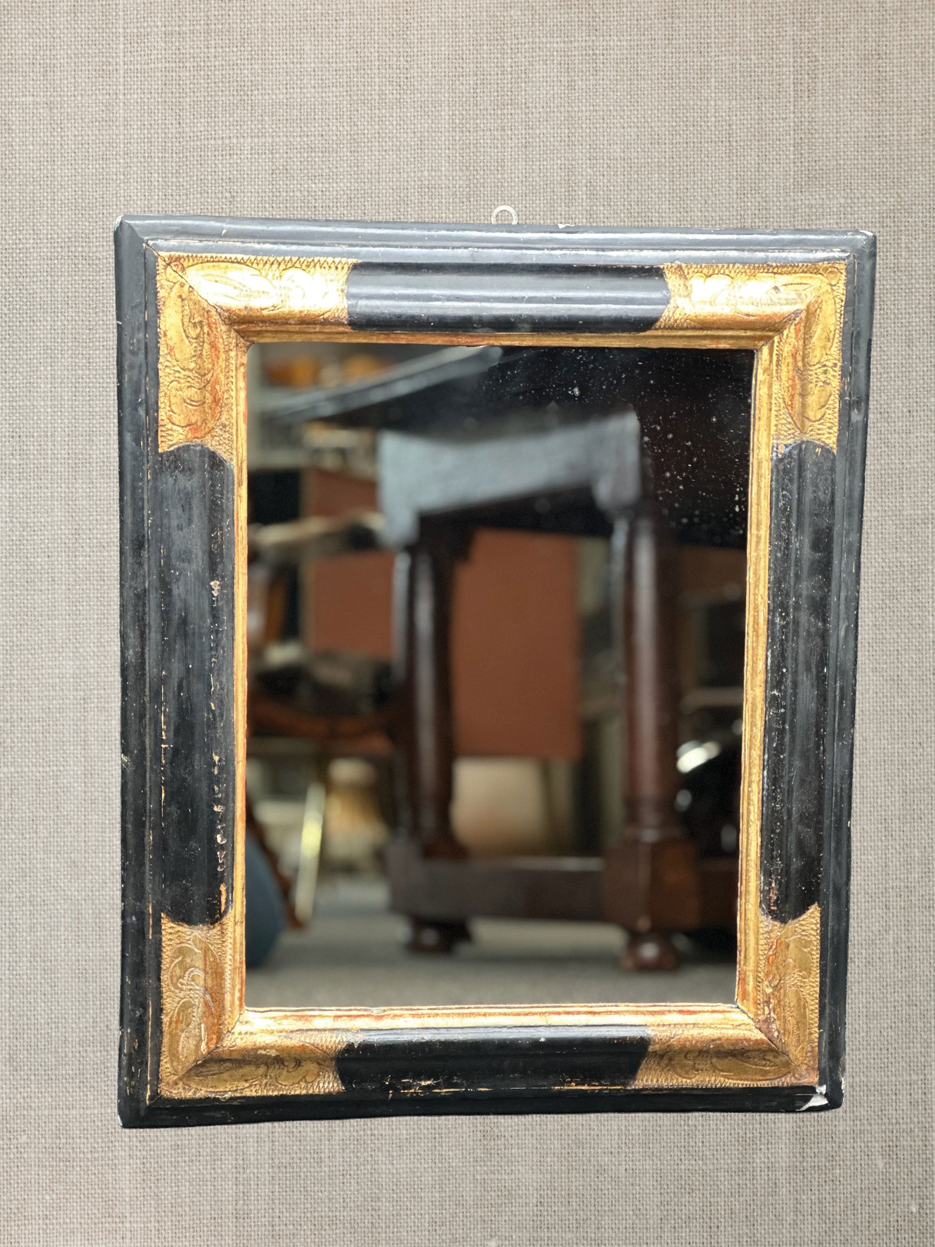 Italian Black and Gold Gilt Mirror  c1800