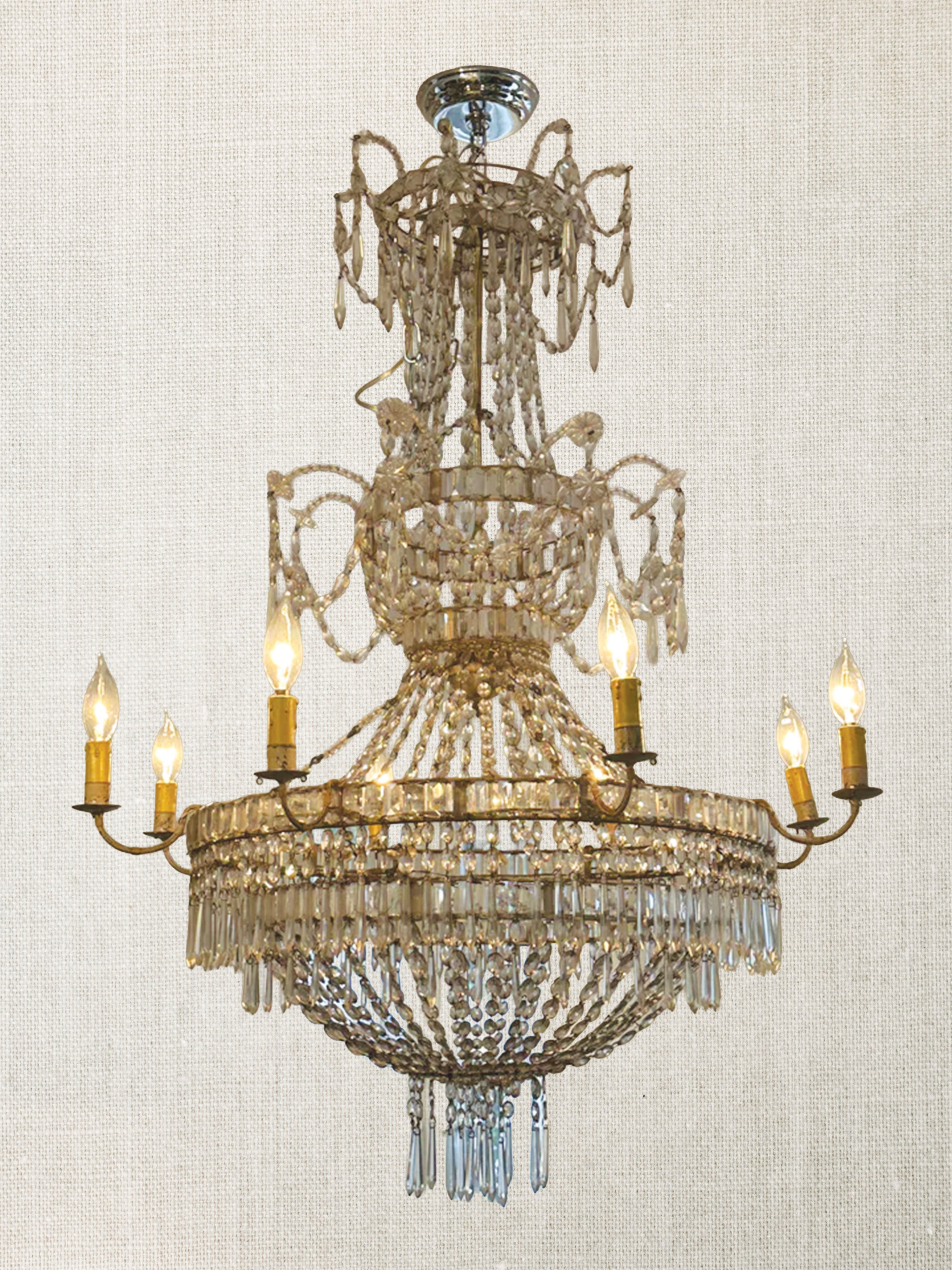 Italian Empire Crystal Chandelier  1830s