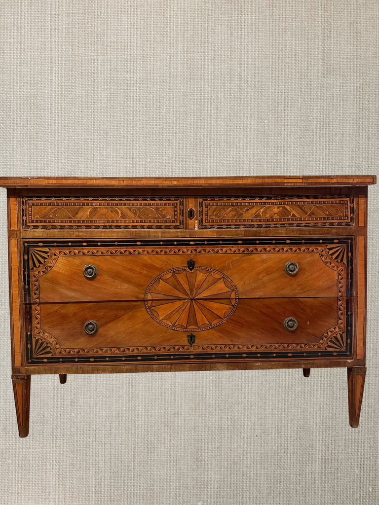 Italian Mahogany Marquetry Chest c1800