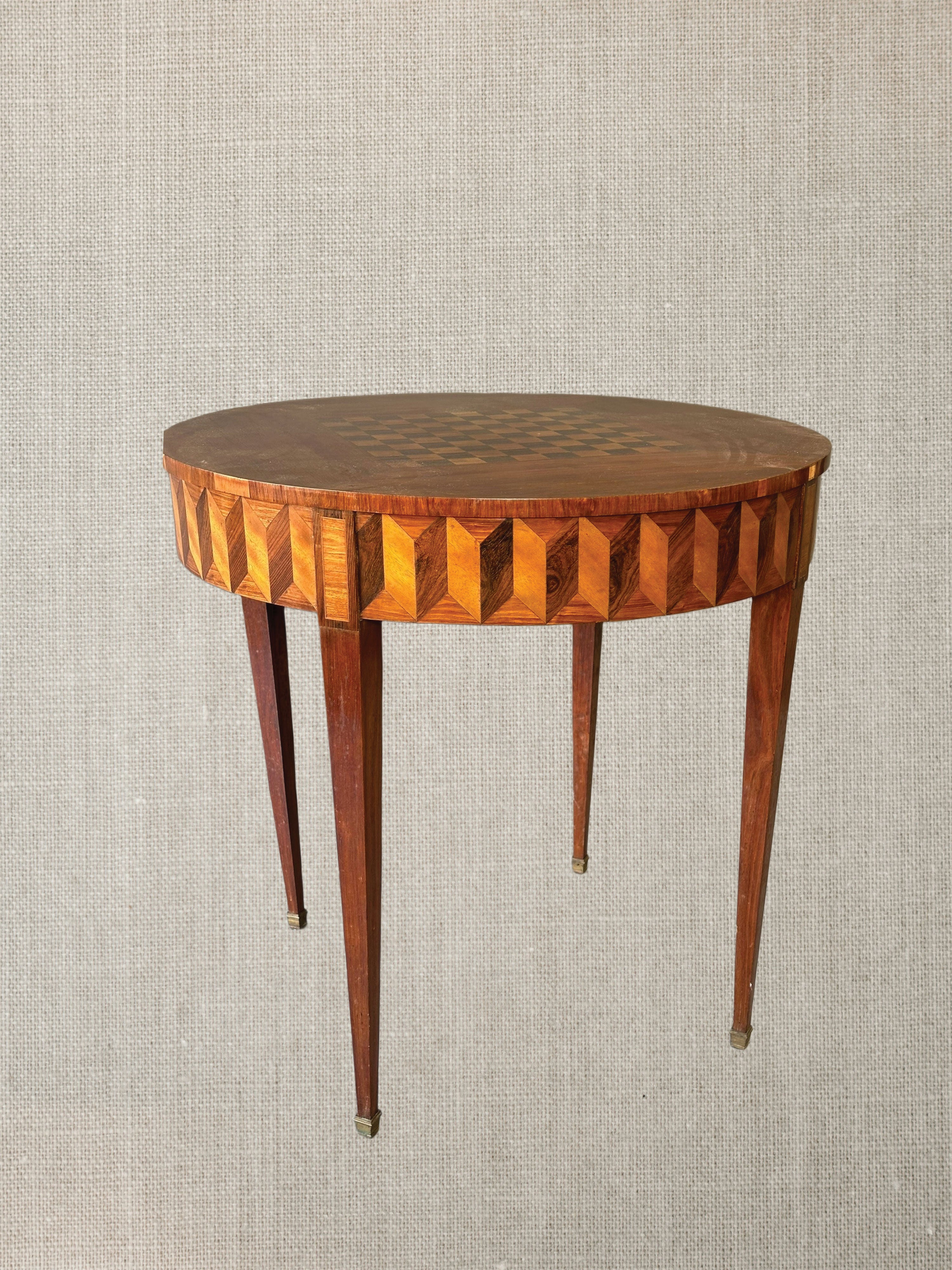 Italian Mahogany Satin Inlay Game Table c1920s