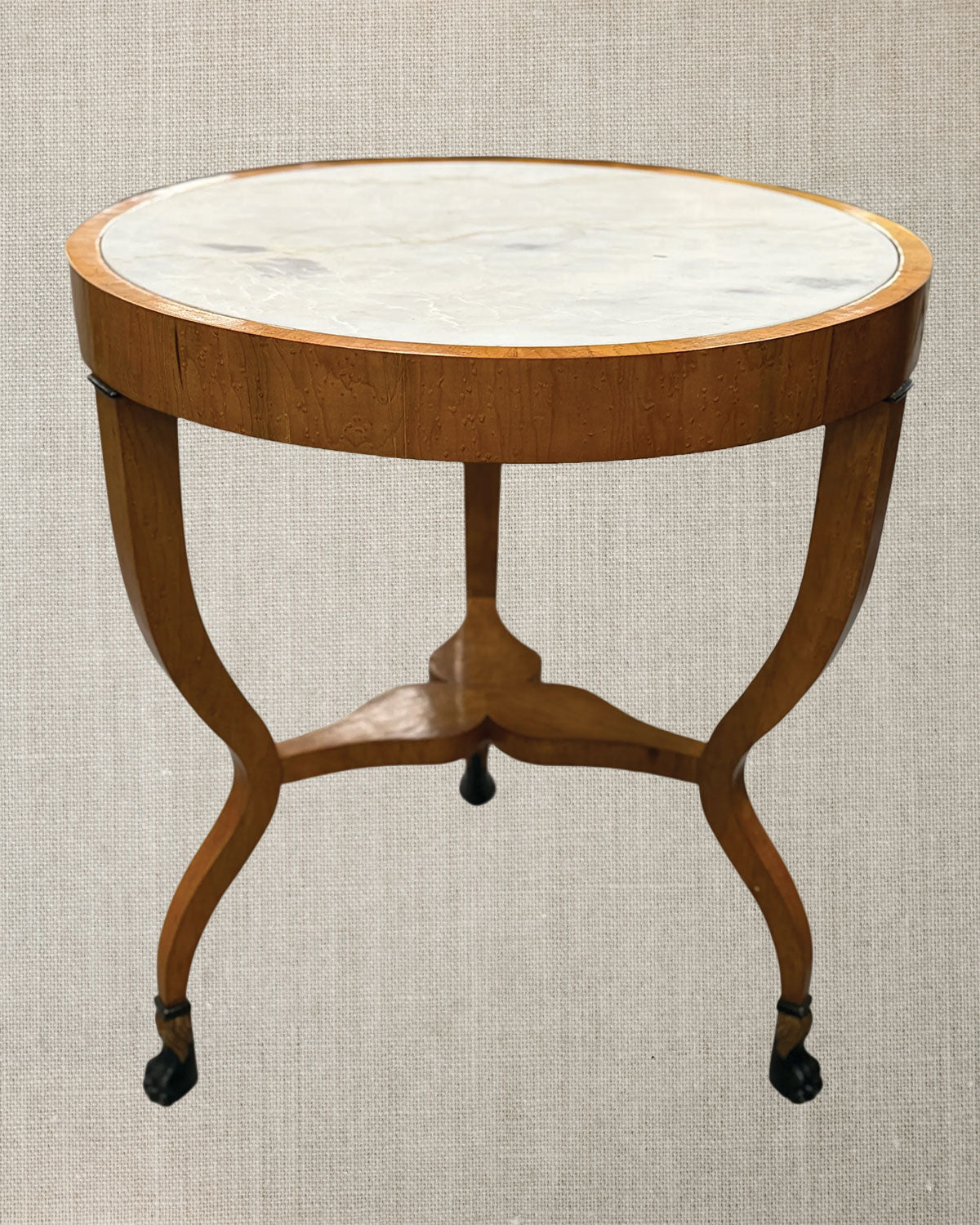 Italian Satinwood Table With Marble Top 1920s