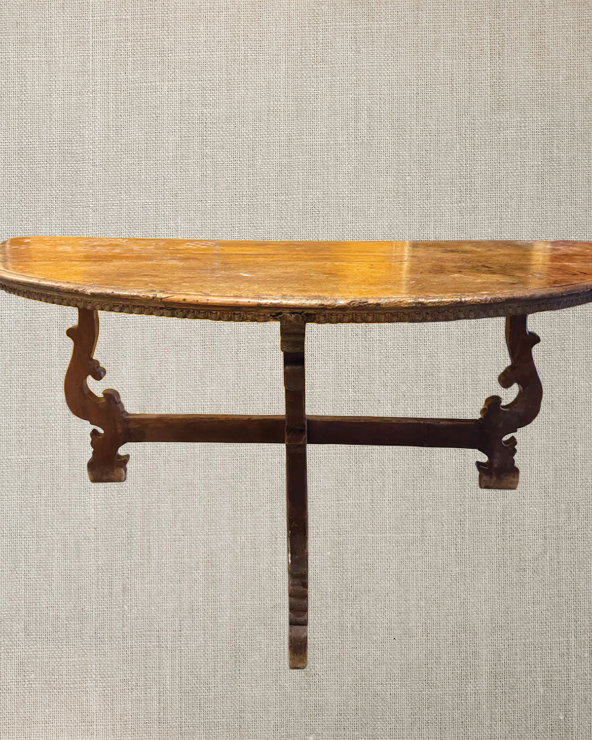 Italian Walnut 18th Century Demi-lune
