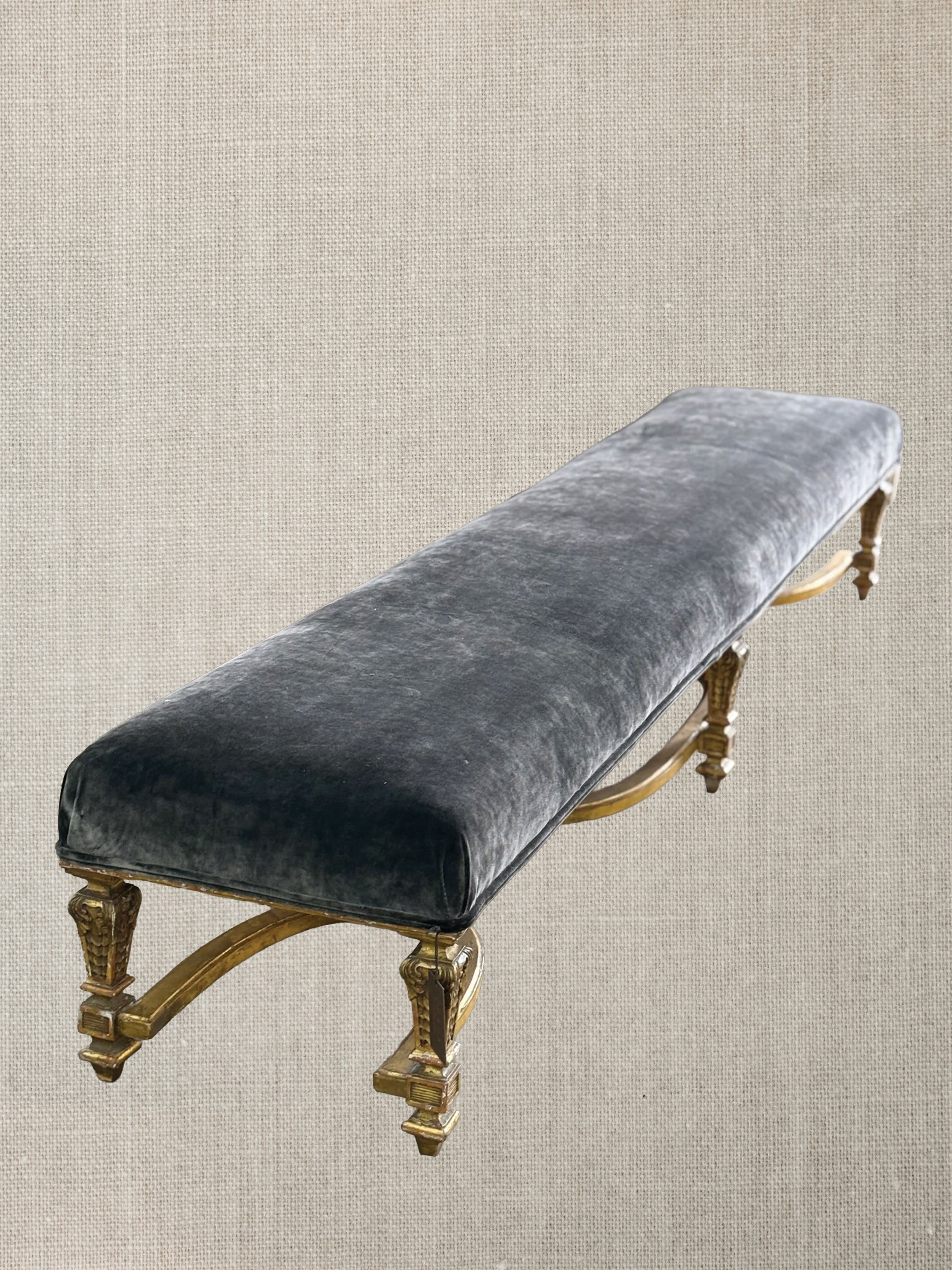Italian Wood & Gilt Carved Long Bench c1800