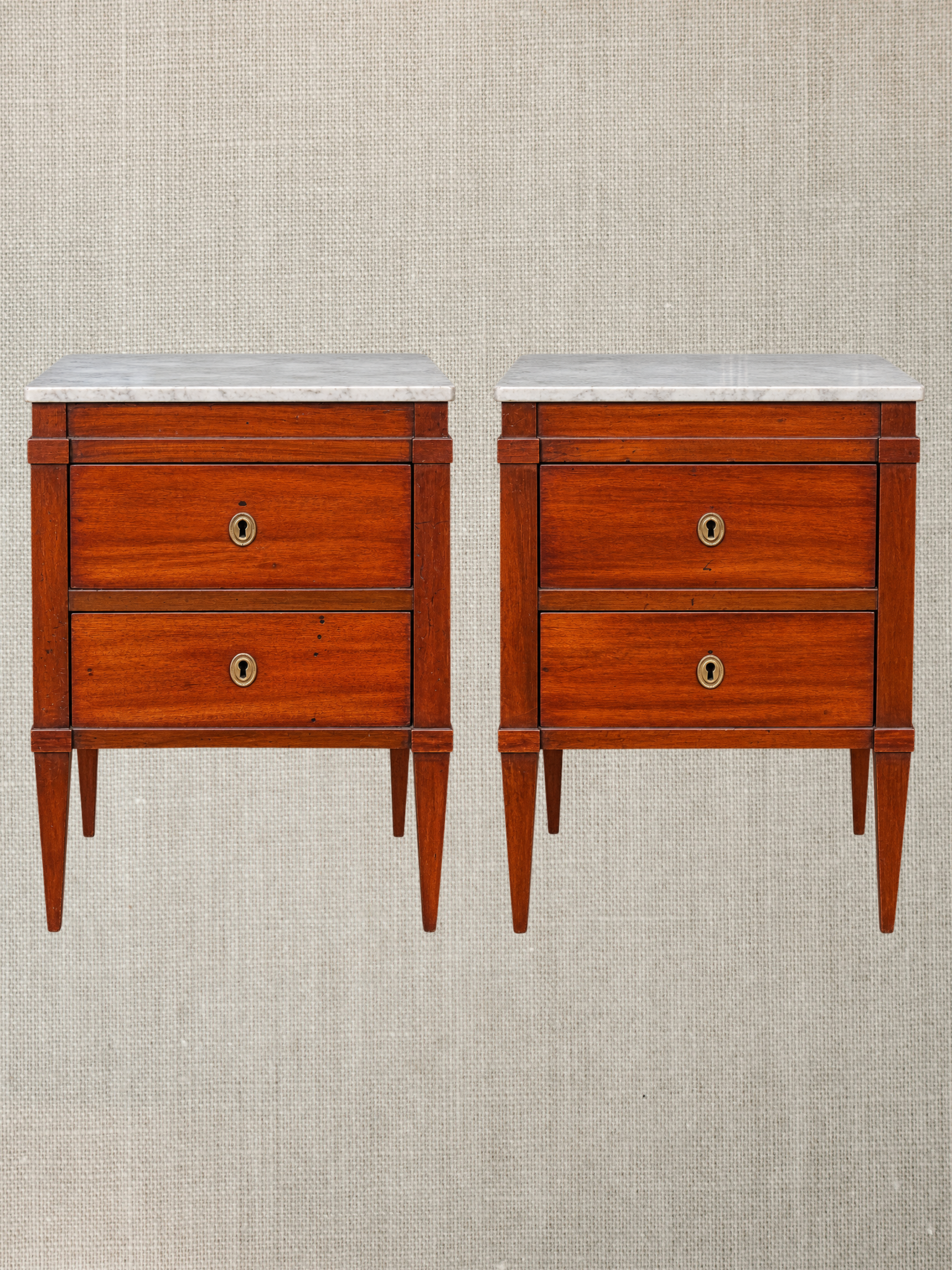 Mahogany & Marble Italian Chests - Early 19th Century