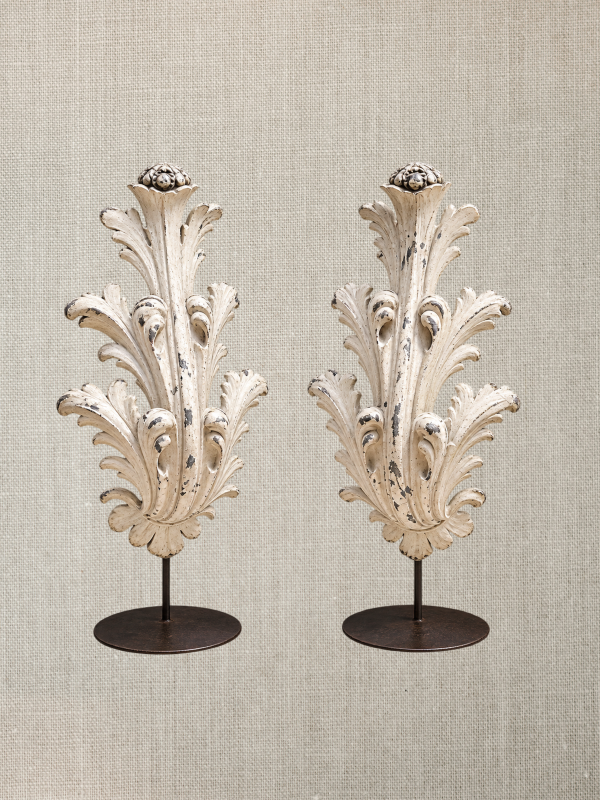 Metal Acanthus Leaf On Stand - France