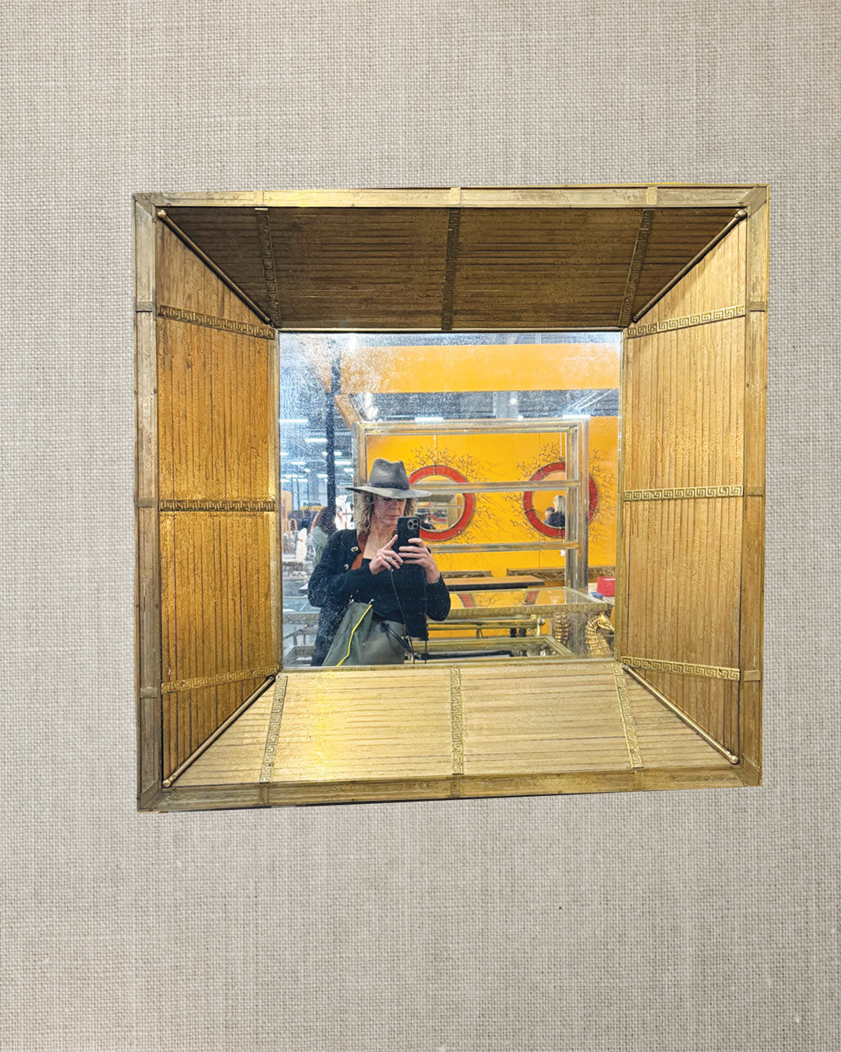 Midcentury Brass Inlay Mirror - Barcelona