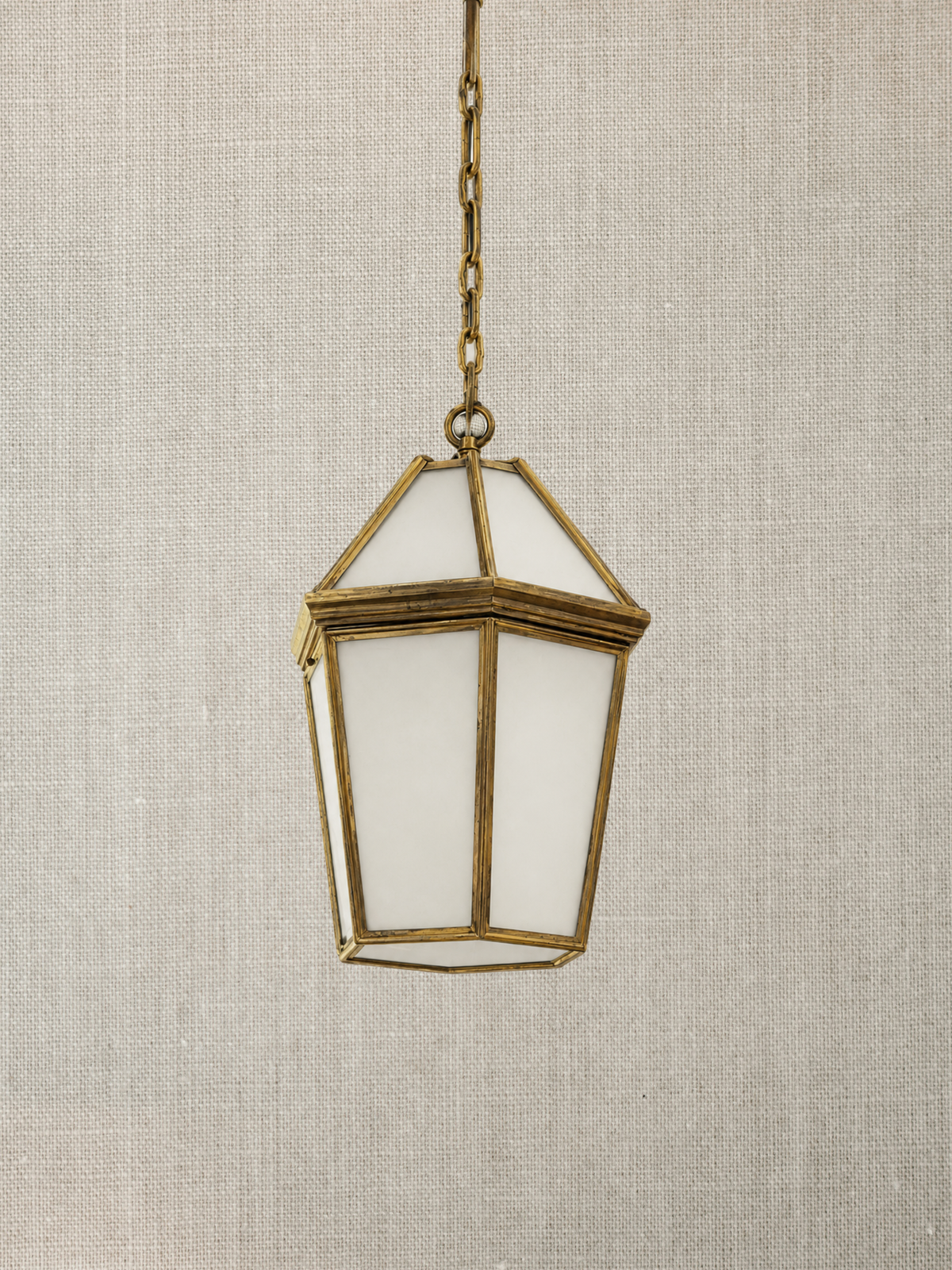 Midcentury Brass & Opaque Glass Lanterns - Italy