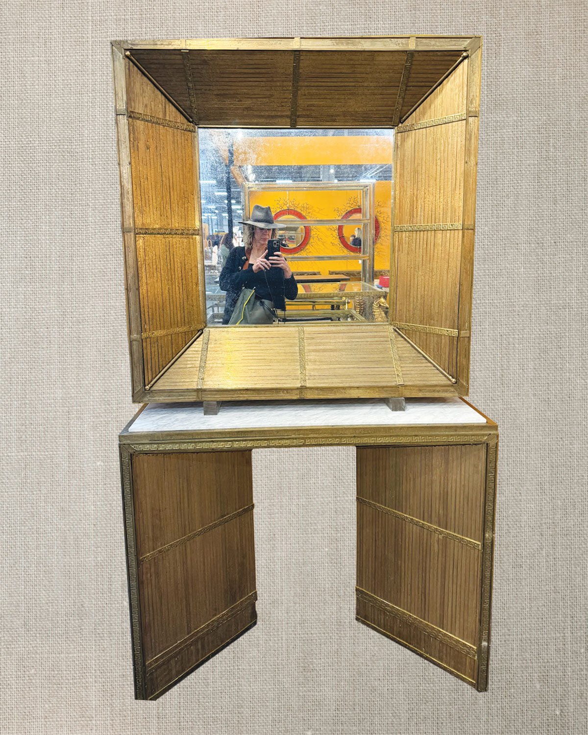 Midcentury Marble and Brass Inlay Console - Barcelona