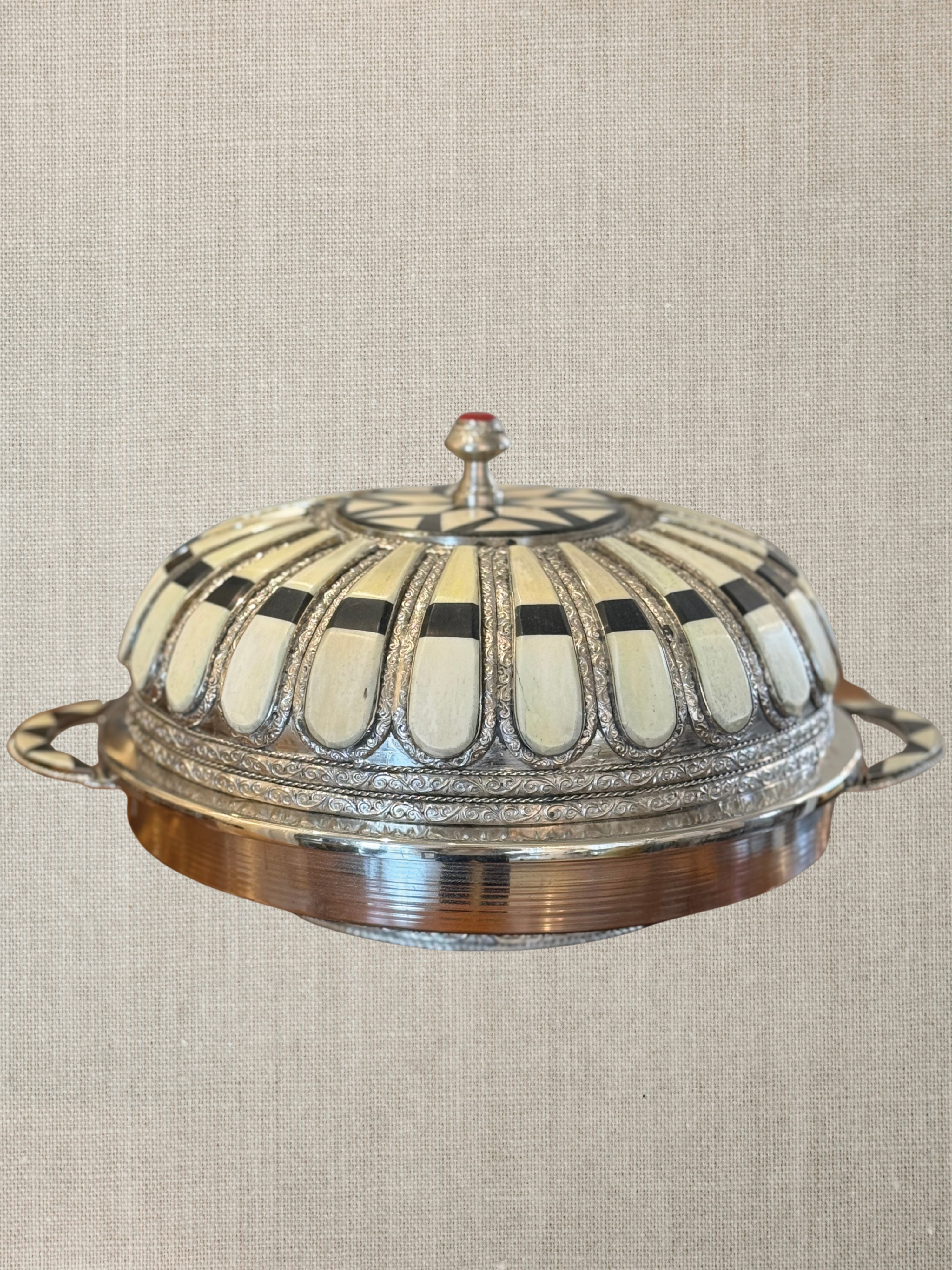 Moroccan Bone Inlay Covered Dish - Large