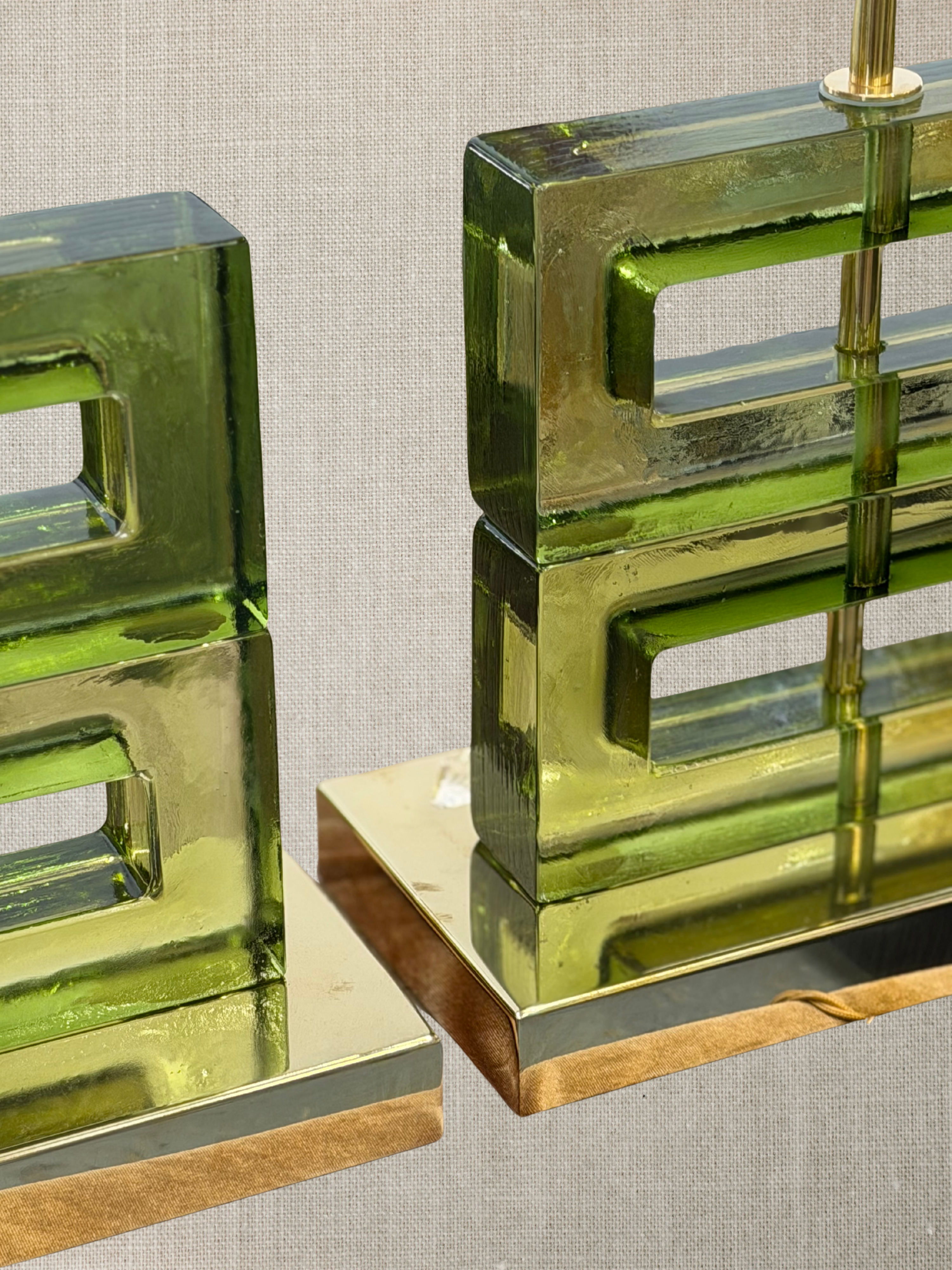 Murano Lamp With Brass Shade - Verde
