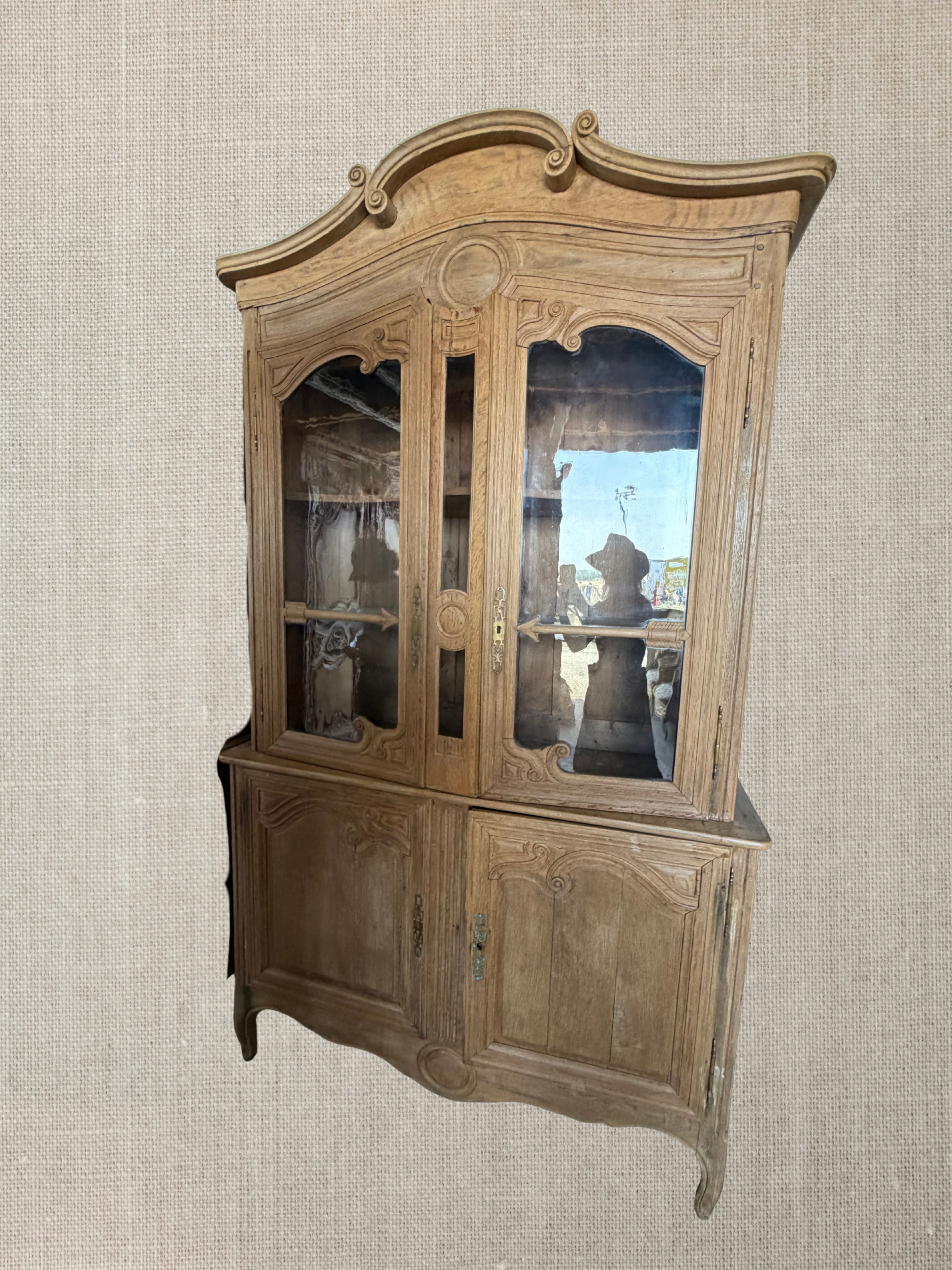 Oak Glass Front Cabinet - France c1890