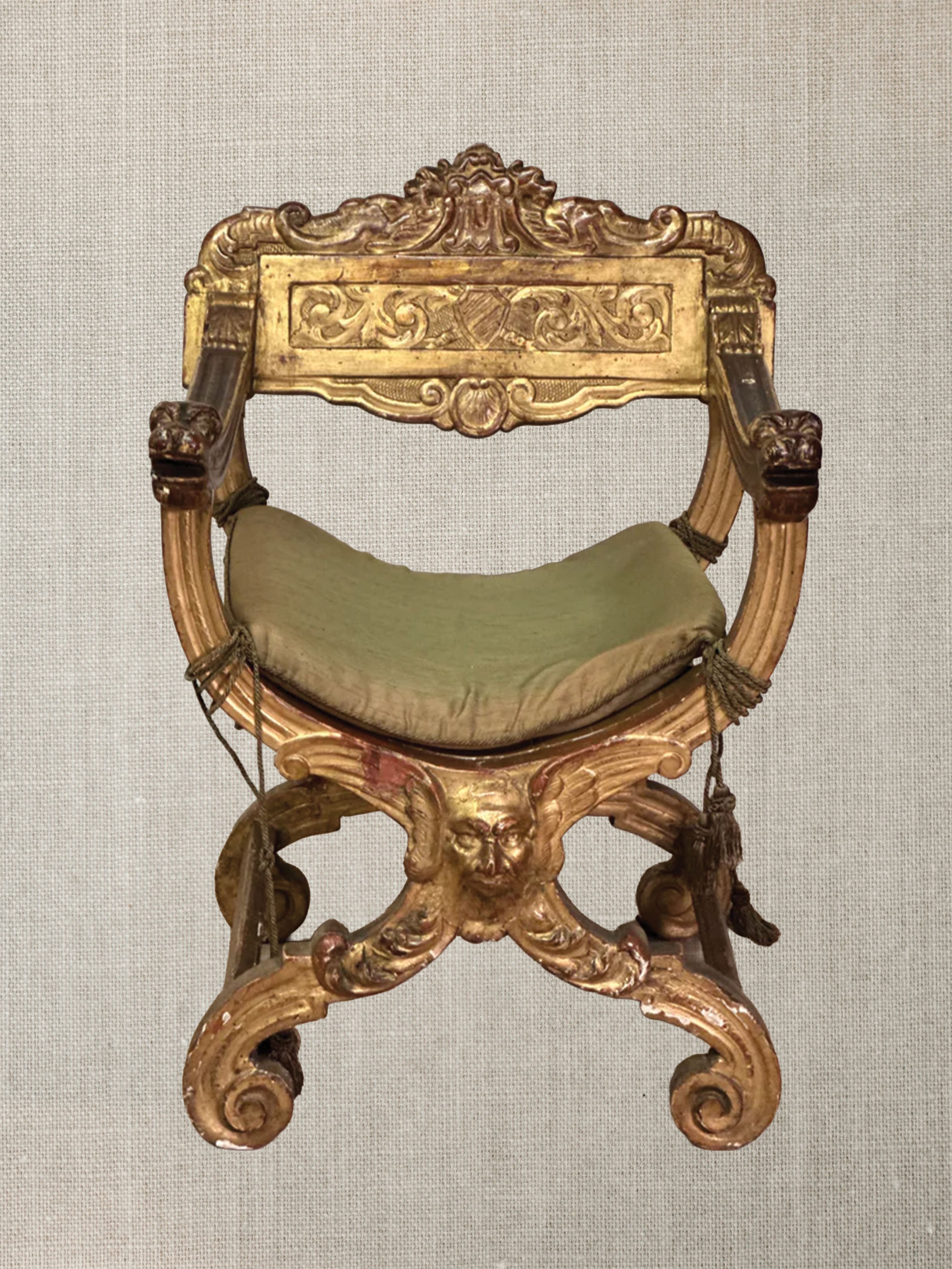 Pair of French Gilt Wood Side Chairs c1800