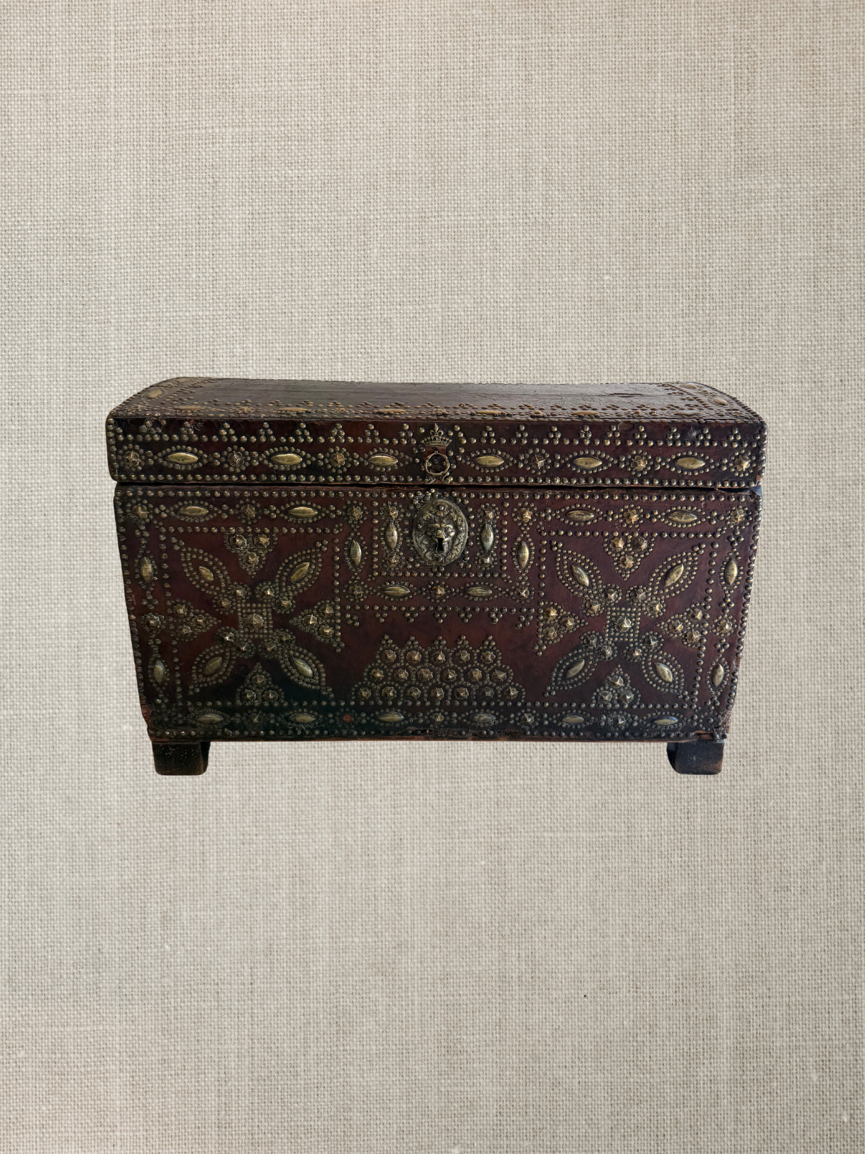 Spanish Brass Studded Leather Trunk - 18th Century