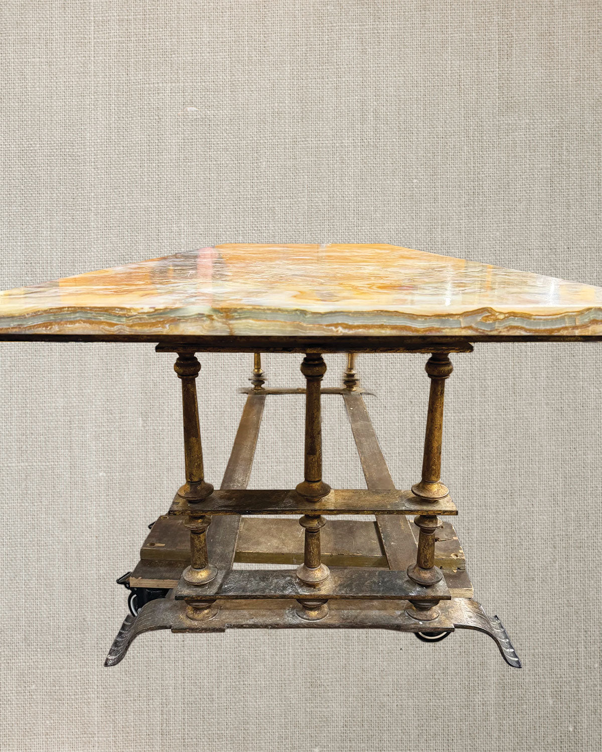 Spanish Gilt Metal and Onyx Table - Midcentury