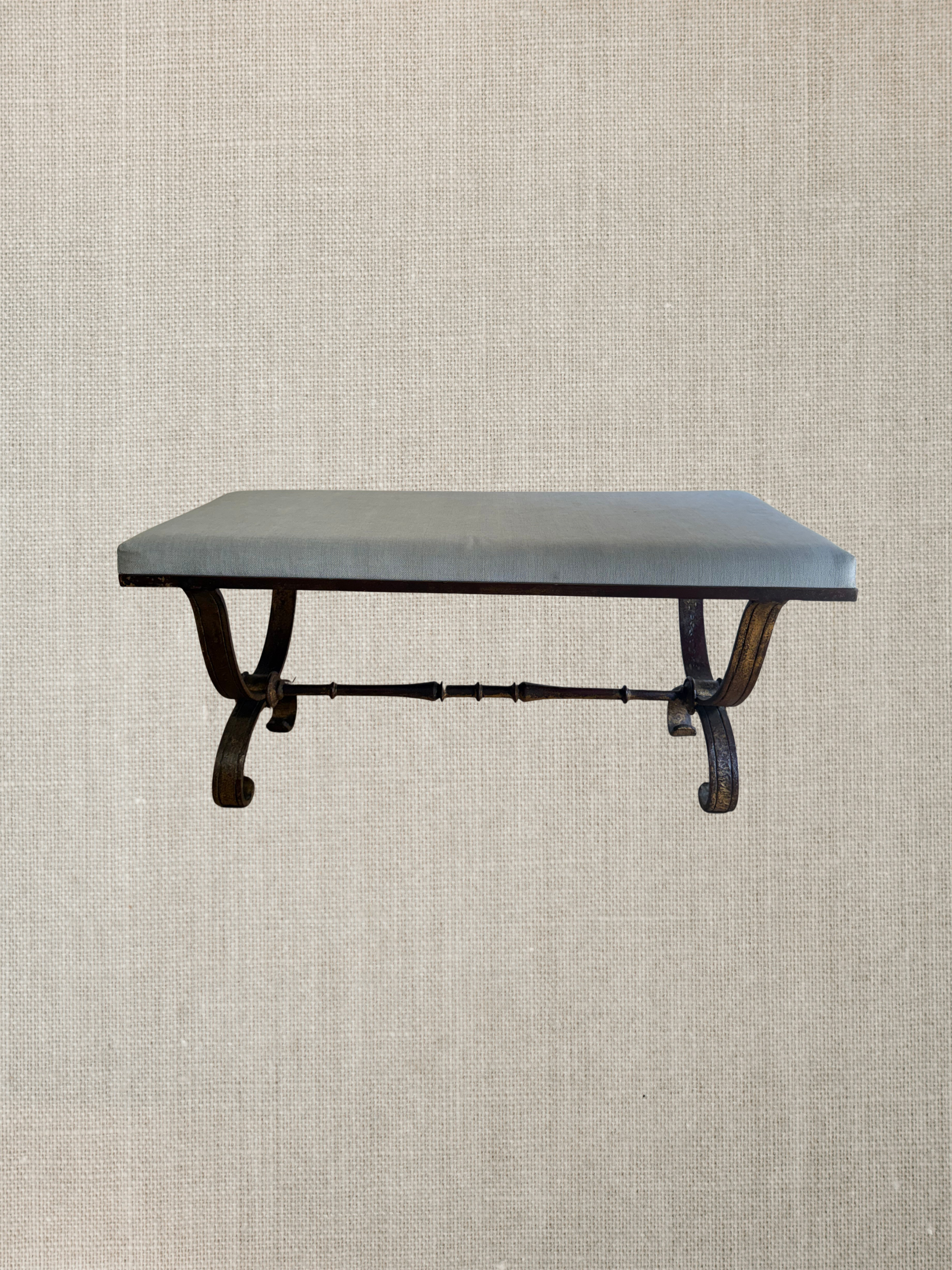 SOLD **Spanish Hand Forged Iron Bench c1860