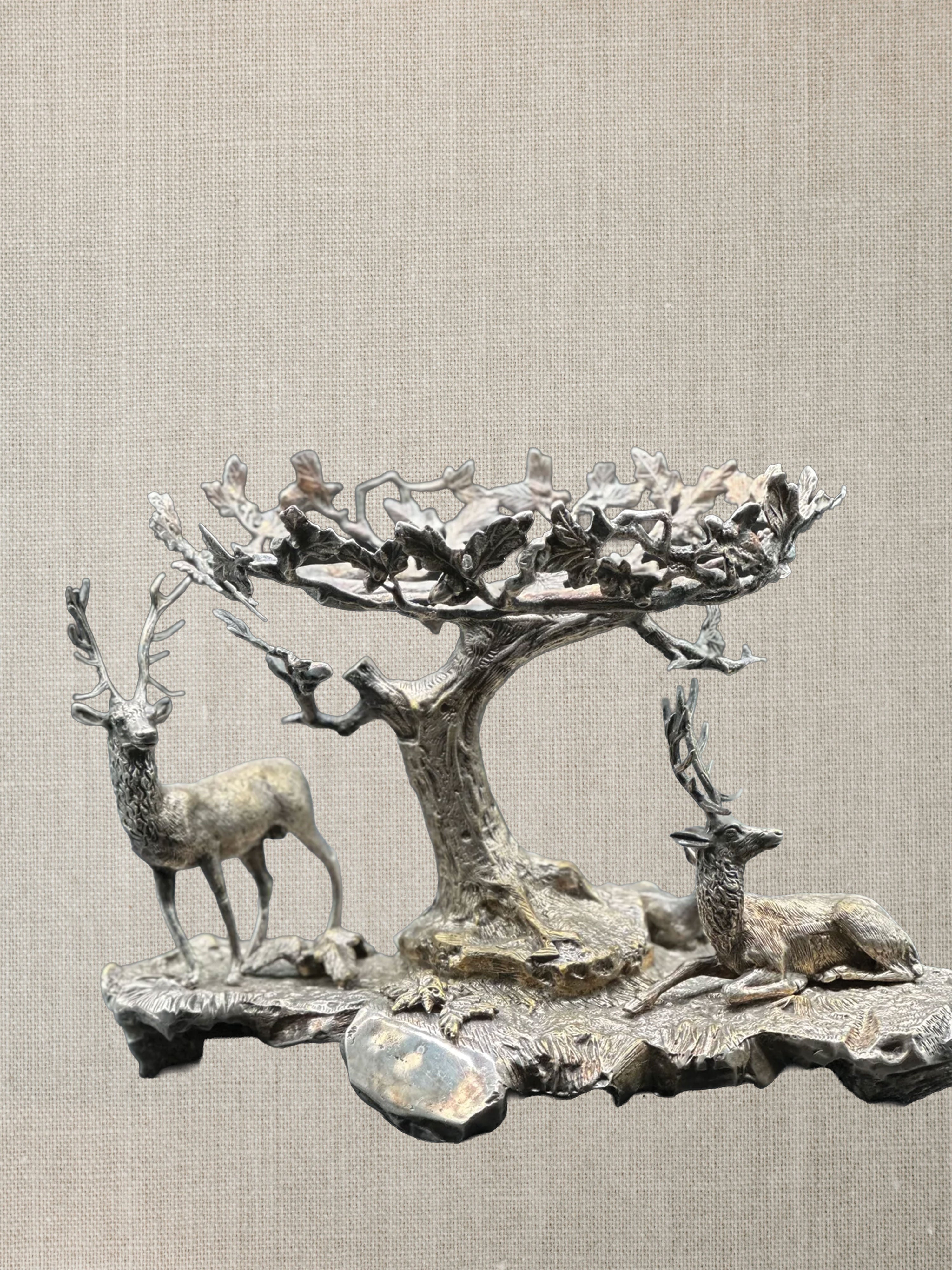 Spanish Silver Plate Deer Compote c1940